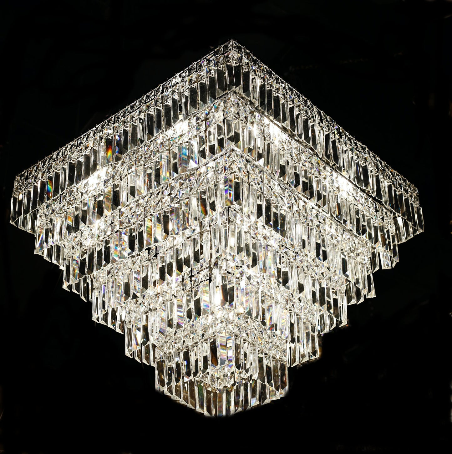 Square Chandelier 29" Wide Crystal Clear Flush mount - Spot Light Inc
