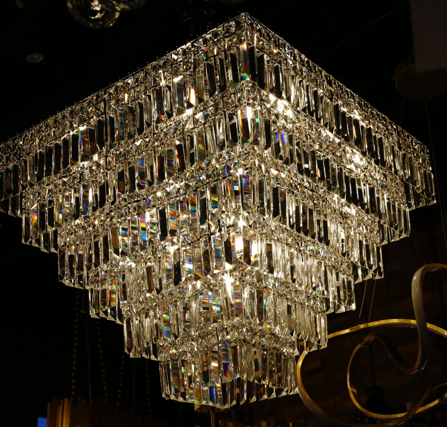 Square Chandelier 29" Wide Crystal Clear Flush mount - Spot Light Inc