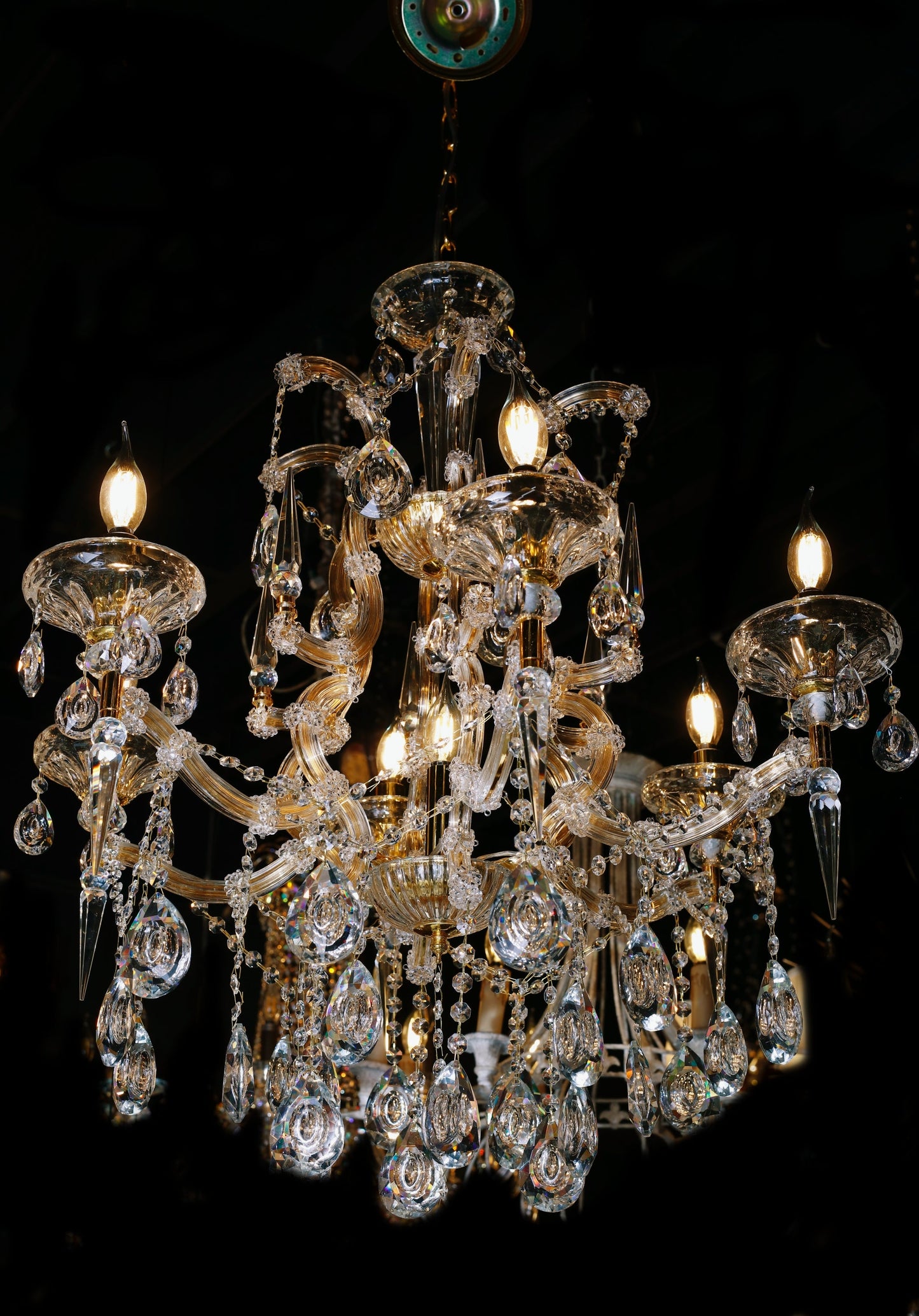 Maria Theresa Royal 26" Wide Gold 6- Light Crystal Chandelier - Spot Light Inc