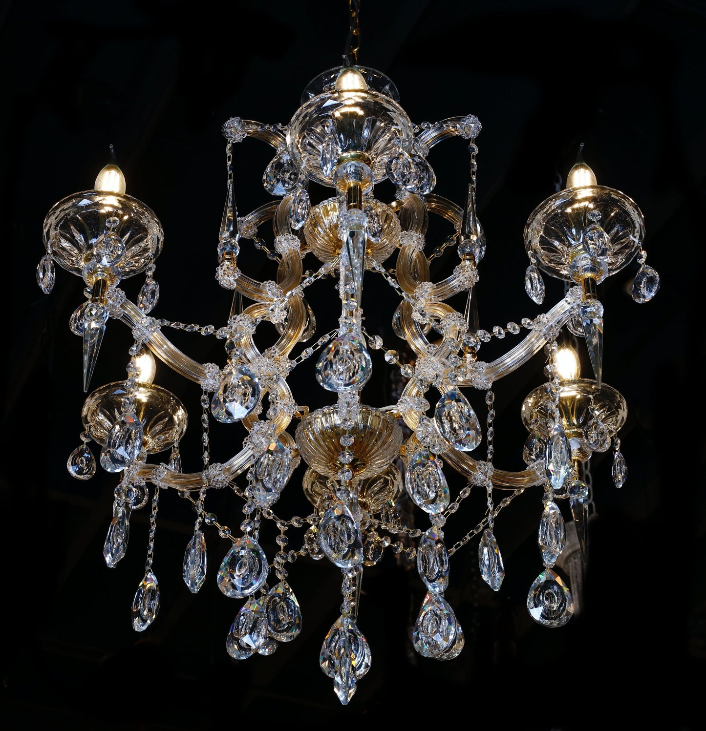 Maria Theresa Royal 26" Wide Gold 6- Light Crystal Chandelier - Spot Light Inc