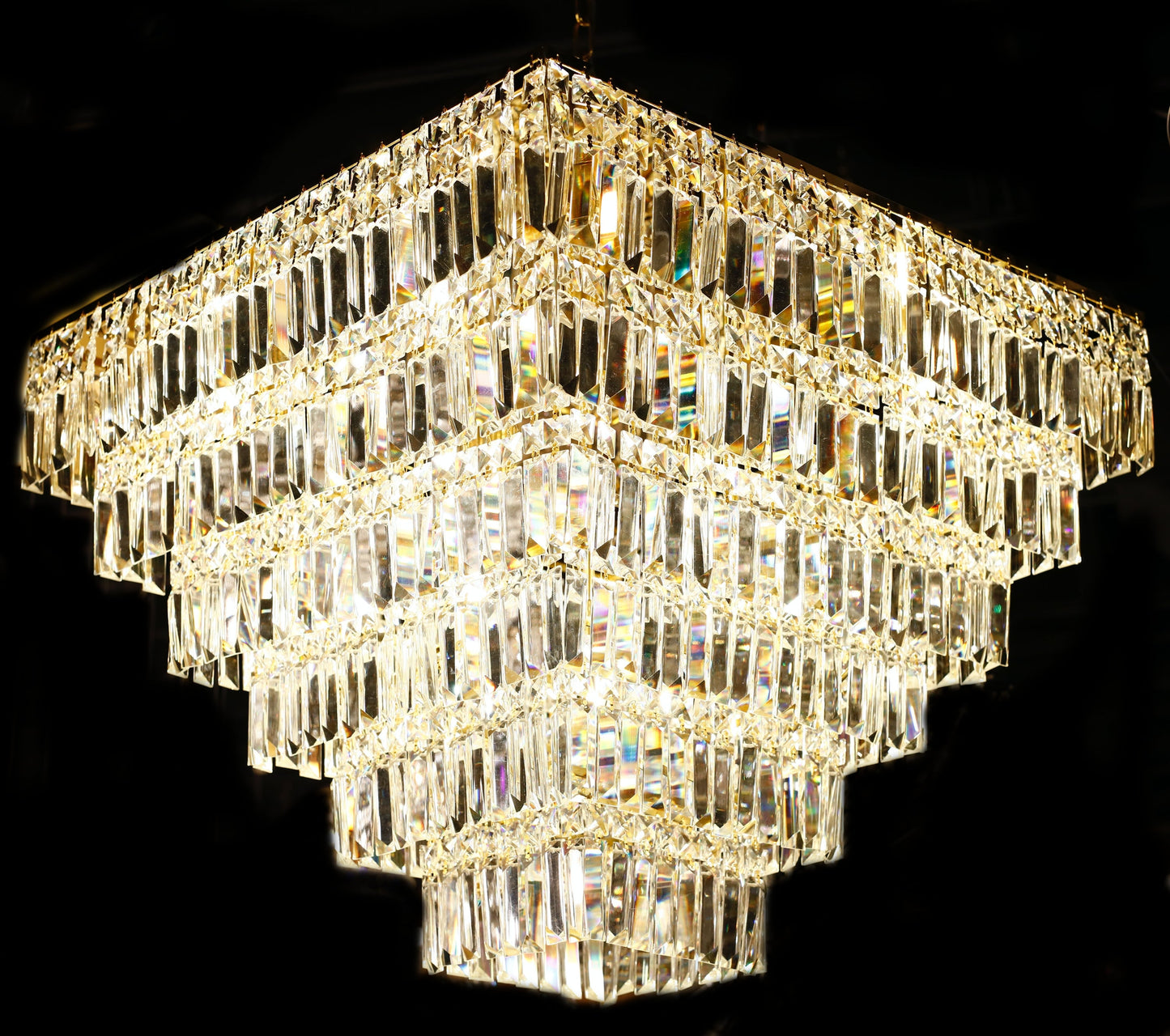 Square Chandelier 29" Wide Crystal Clear Flush mount - Spot Light Inc