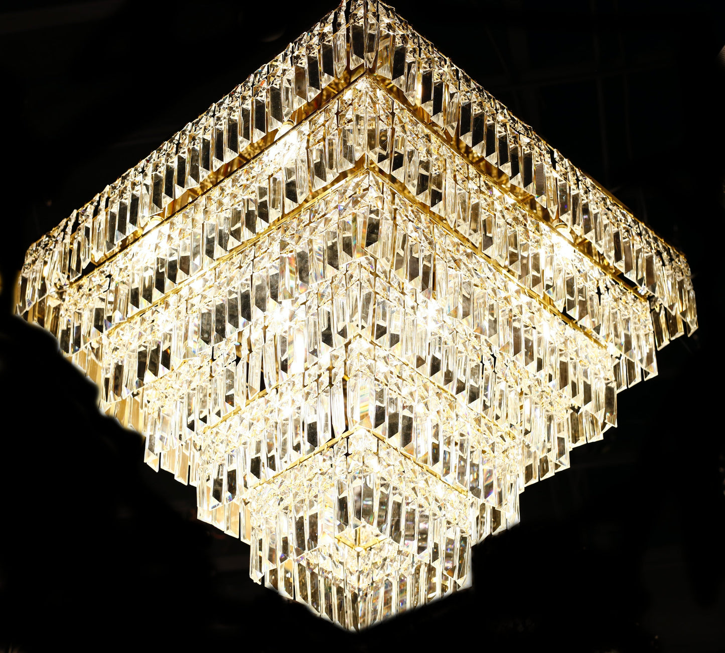 Square Chandelier 29" Wide Crystal Clear Flush mount - Spot Light Inc