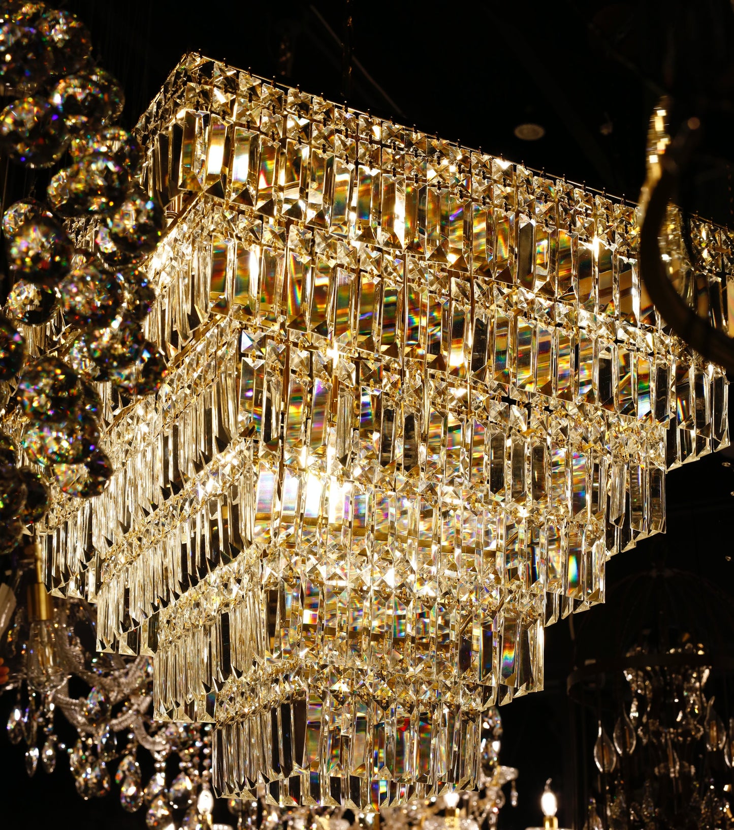 Square Chandelier 29" Wide Crystal Clear Flush mount - Spot Light Inc