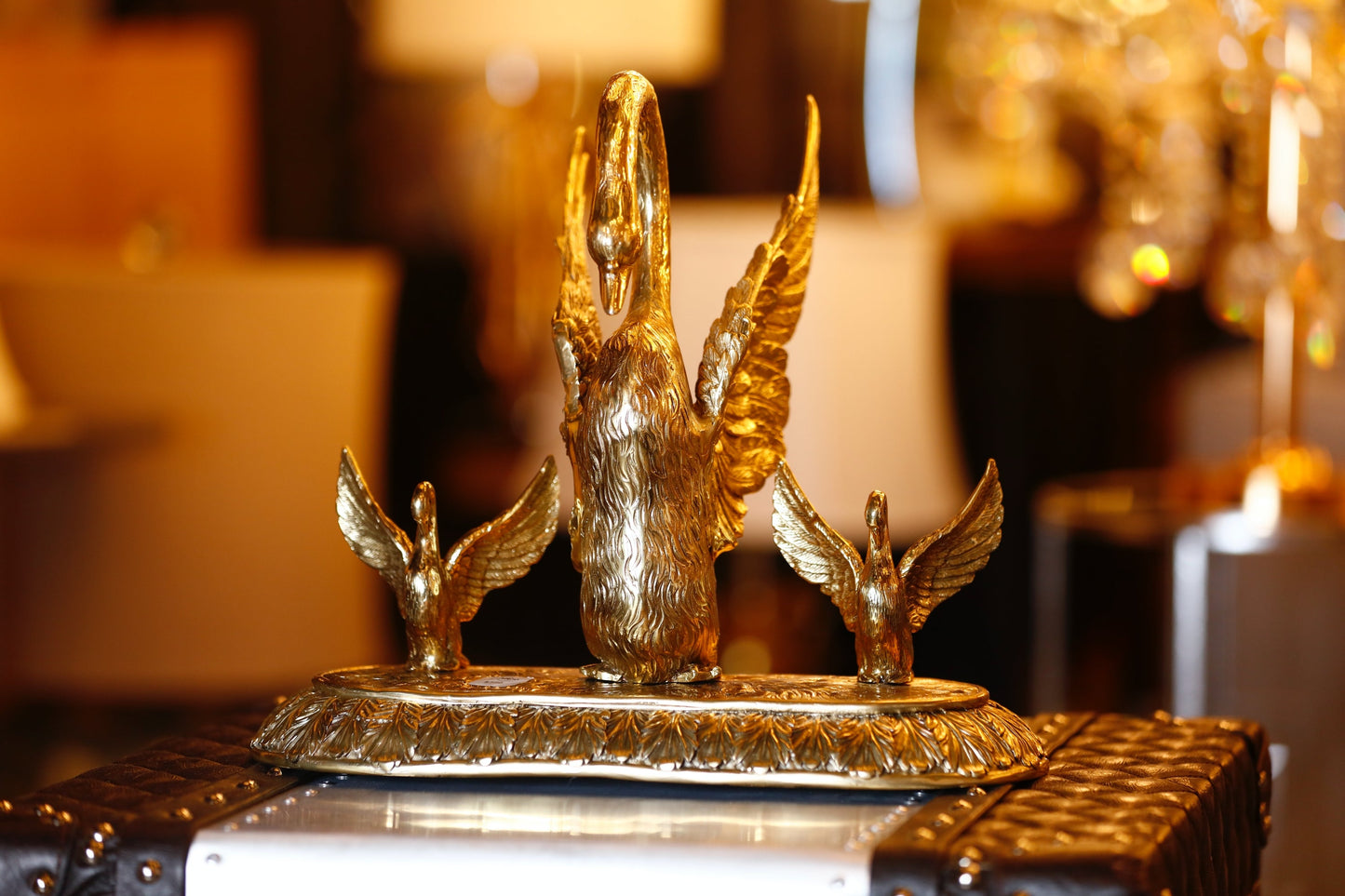 Handmade Bronze Goose Statue Brass Sculpture Vintage Art - Spot Light Inc