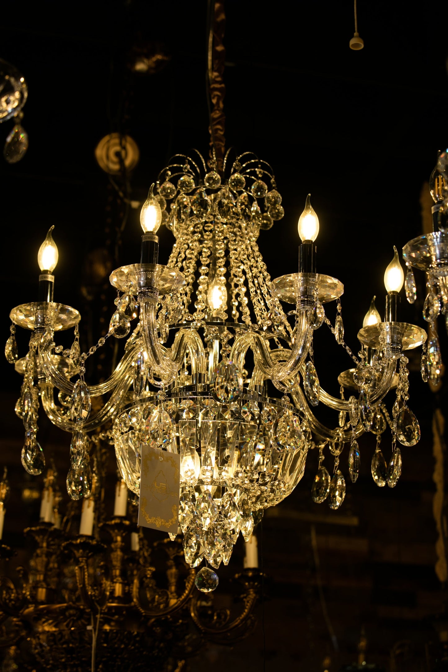 Chandelier 26" Wide Chrome 11- Lights Crystal Pendant Light - Spot Light Inc