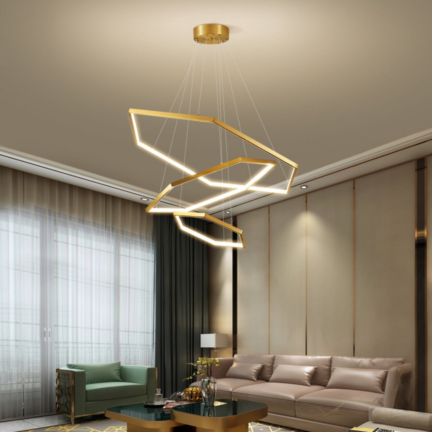 Luxury Acrylic Chandelier 31" Wide Gold LED Multi- Light Pendant - Spot Light Inc