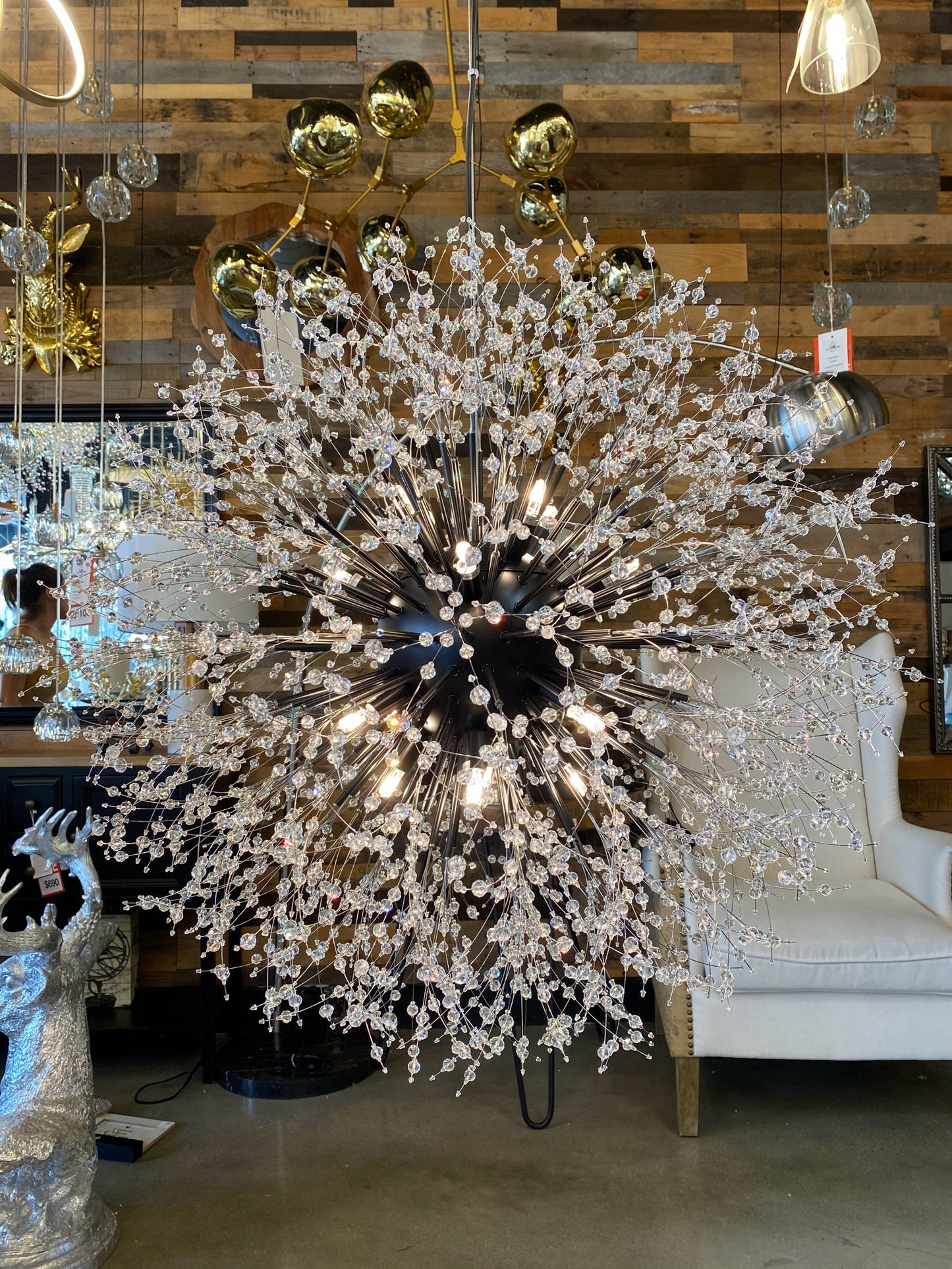 Chandelier 32" Wide Starburst Black Crystal Chandelier - Spot Light Inc