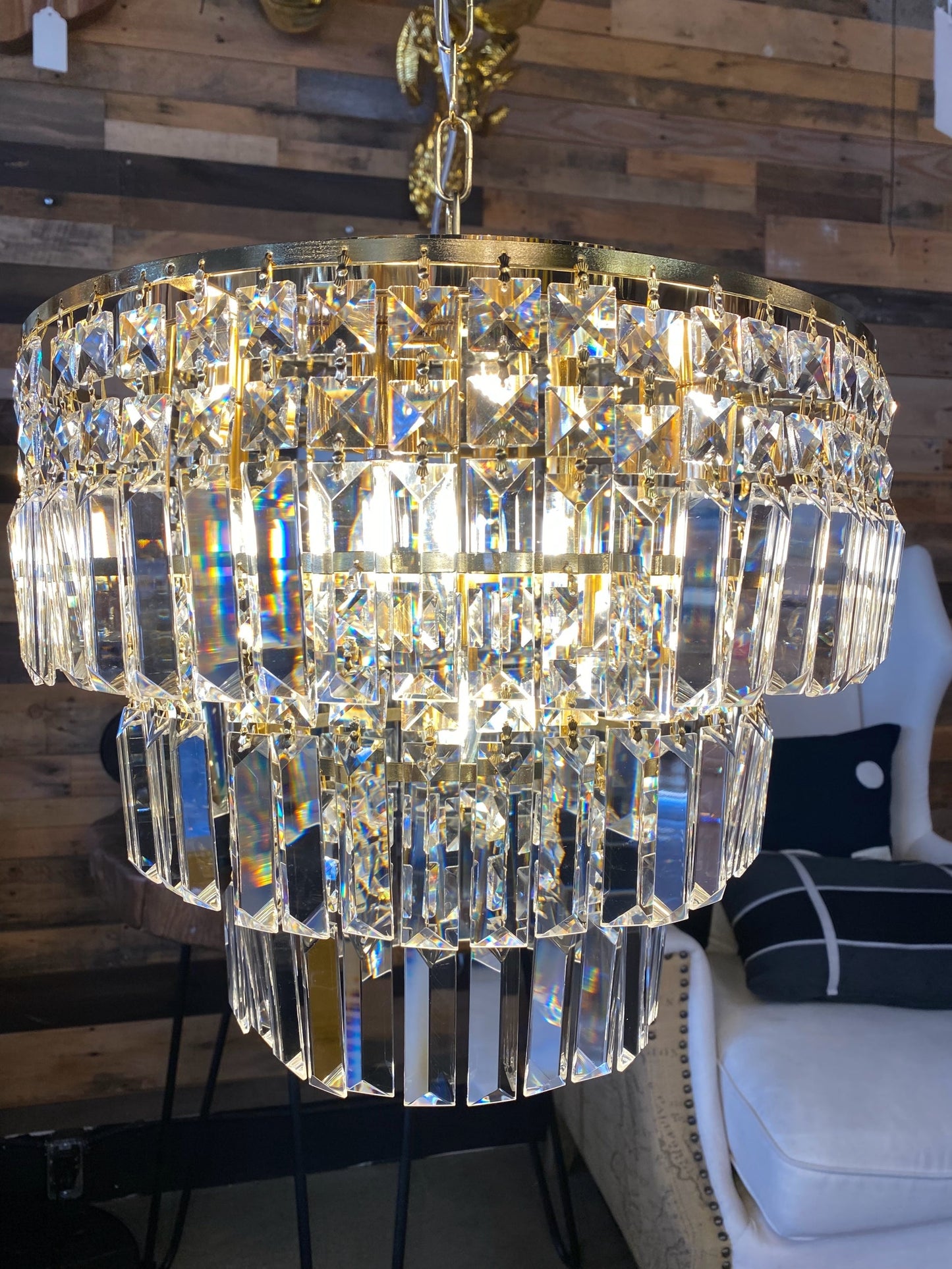 Round Chandelier 16" Wide Crystal Flush-mount - Spot Light Inc