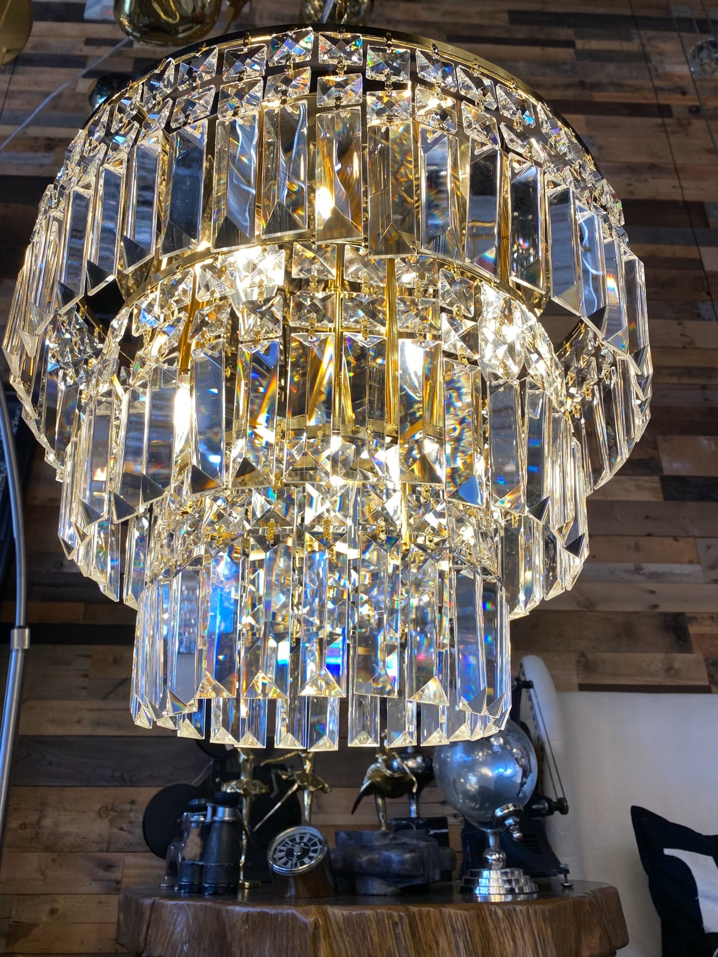 Round Chandelier 16" Wide Crystal Flush-mount - Spot Light Inc