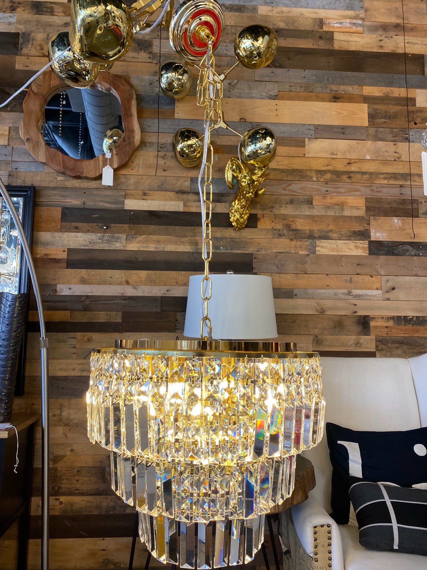 Round Chandelier 16" Wide Crystal Flush-mount - Spot Light Inc