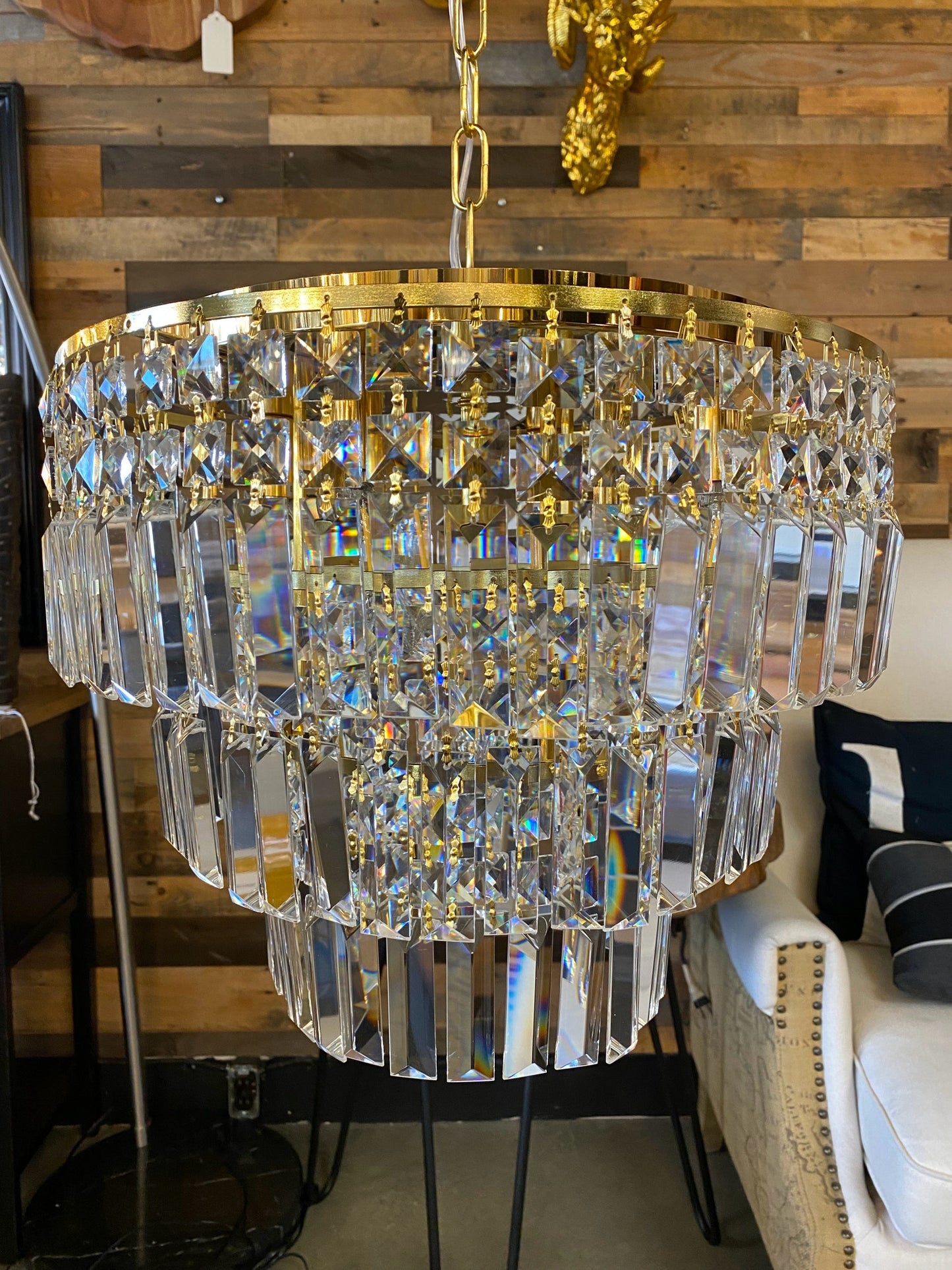 Round Chandelier 16" Wide Crystal Flush-mount - Spot Light Inc