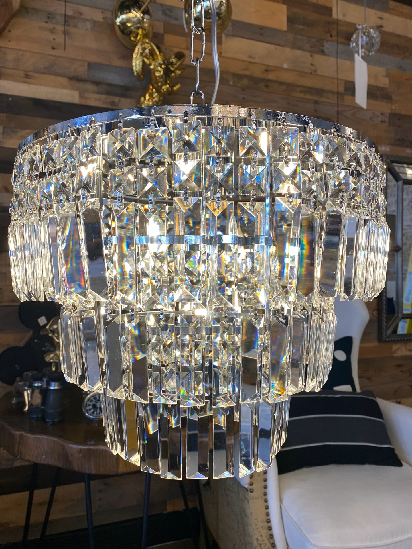 Round Chandelier 16" Wide Crystal Clear Chandelier - Spot Light Inc