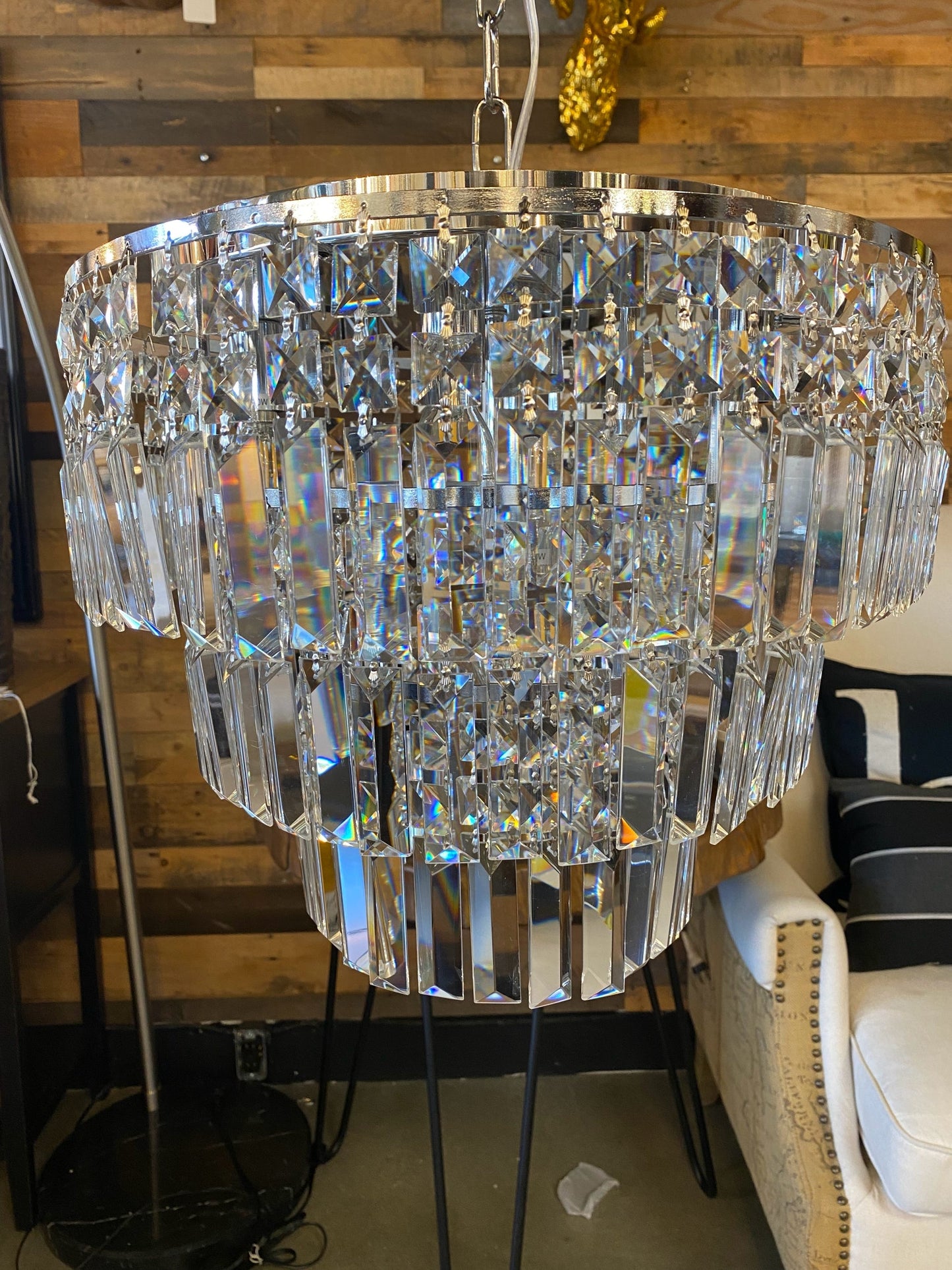 Round Chandelier 16" Wide Crystal Clear Chandelier - Spot Light Inc
