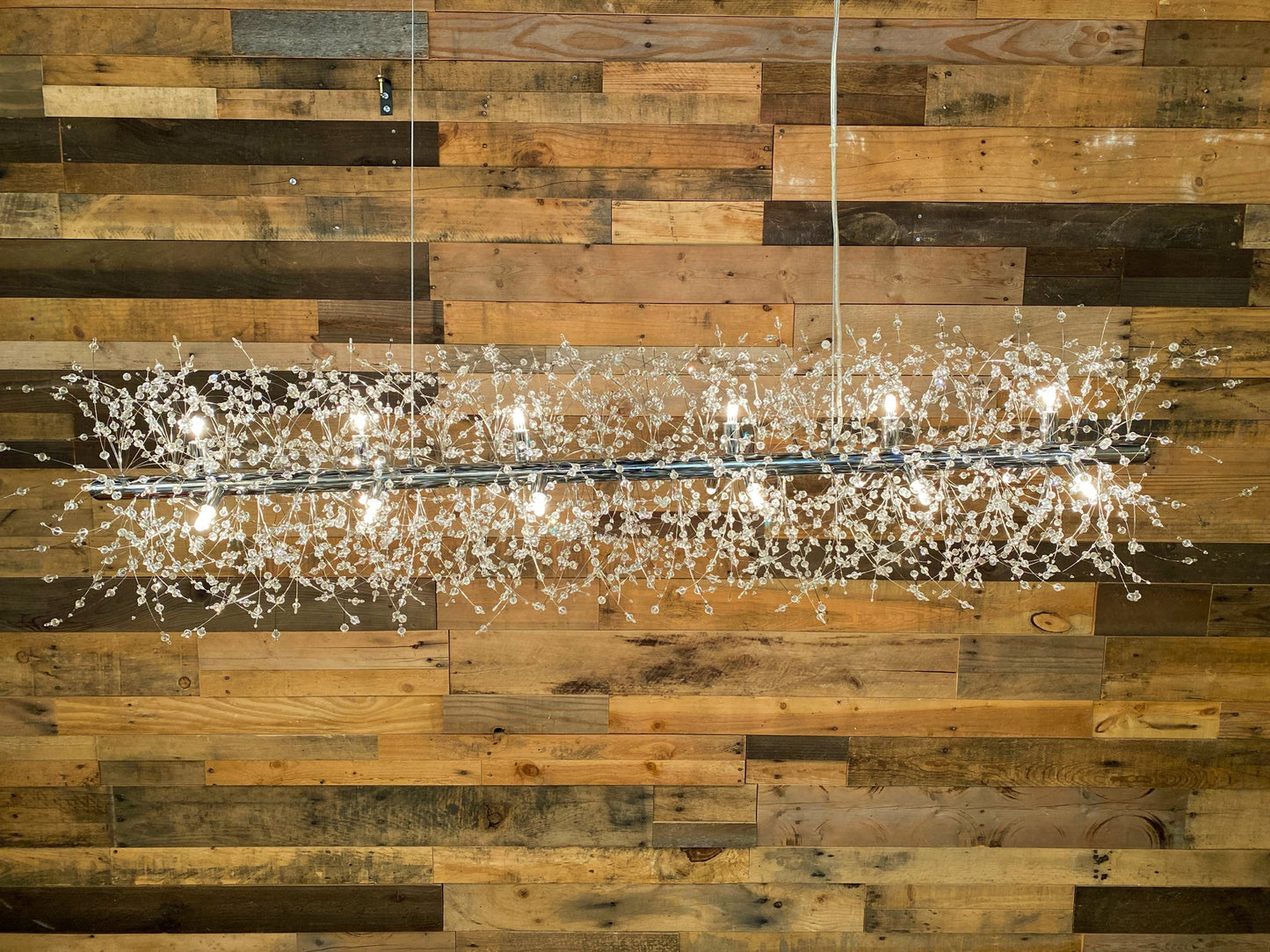 Linear Chandelier 50" Wide Crystal 18- Lights Chrome - Spot Light Inc
