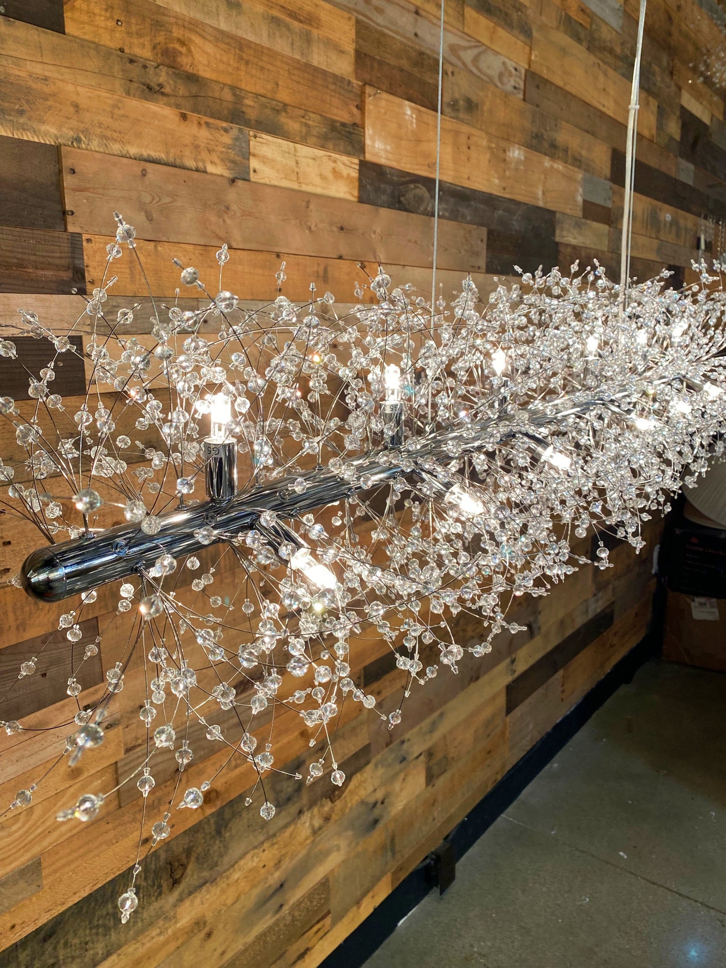 Linear Chandelier 50" Wide Crystal 18- Lights Chrome - Spot Light Inc