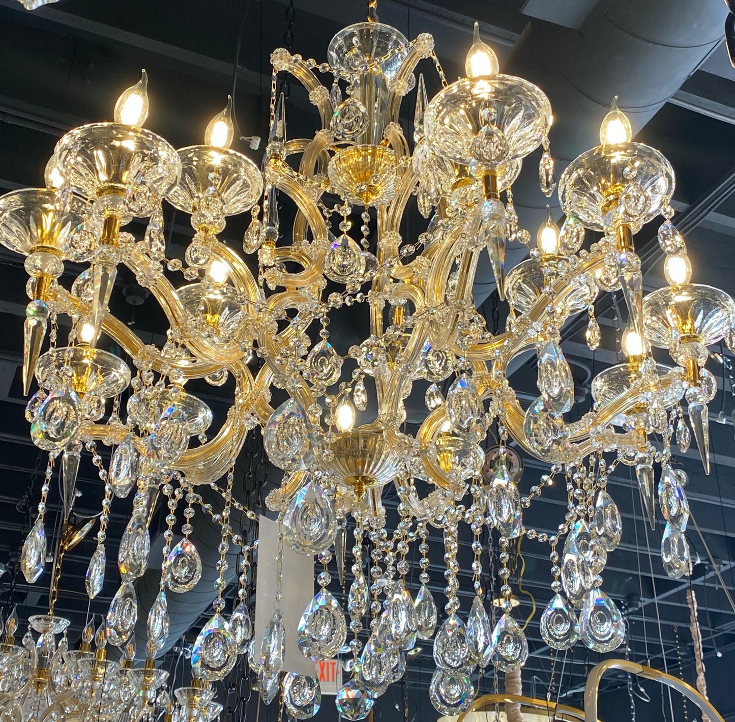 Maria Theresa 35" Wide Gold 15-Light Crystal Chandelier - Spot Light Inc