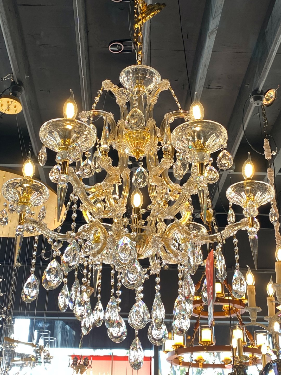 Maria Theresa Royal 26" Wide Gold 6- Light Crystal Chandelier - Spot Light Inc