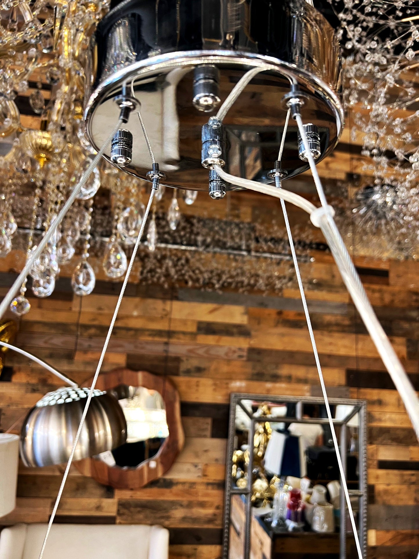 Crystal Chandelier Chrome Round Lighting Fixture 32" W - Spot Light Inc