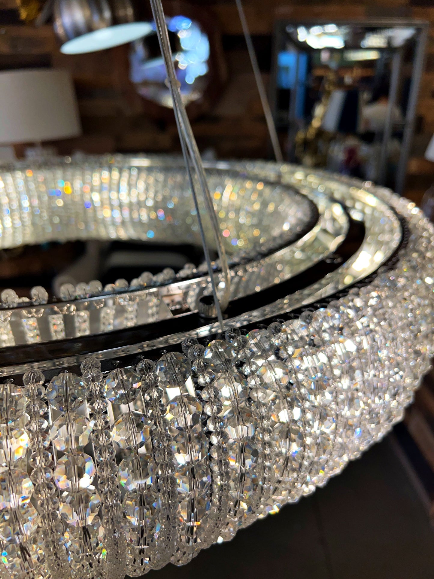 Crystal Chandelier Chrome Round Lighting Fixture 32" W - Spot Light Inc