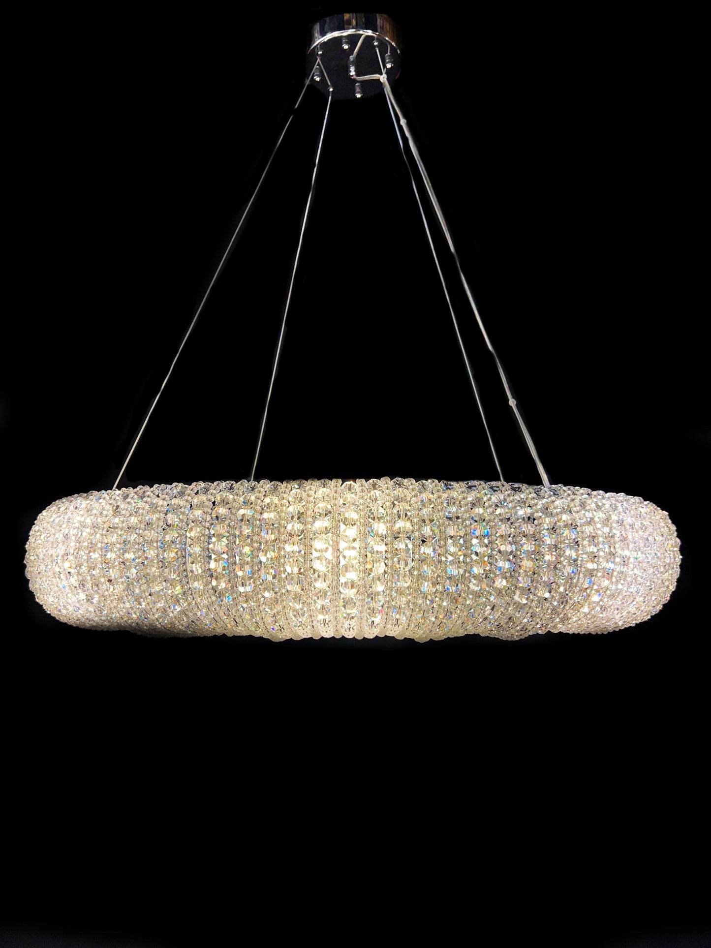 Crystal Chandelier Chrome Round Lighting Fixture 32" W - Spot Light Inc