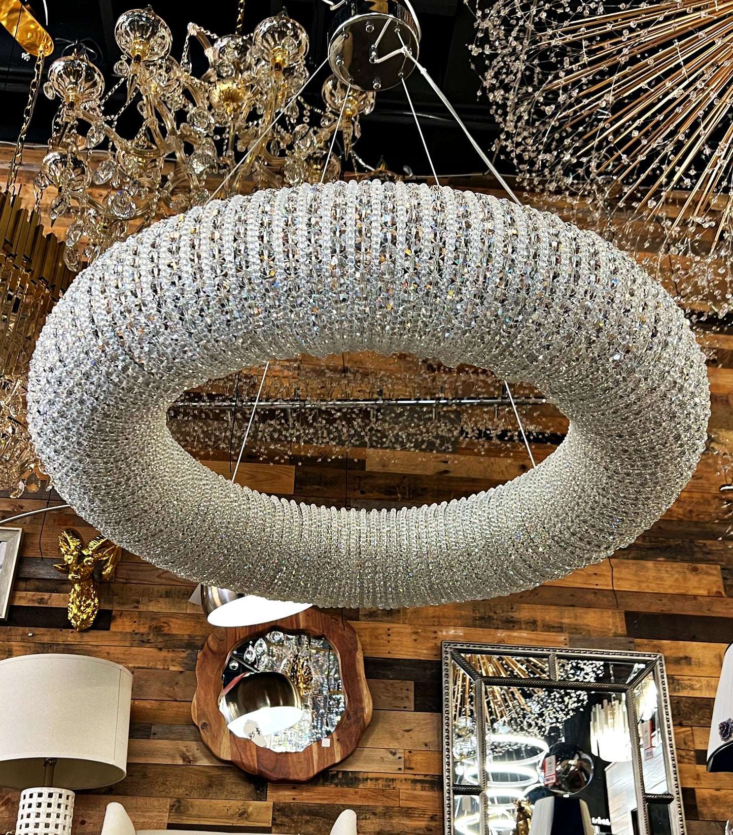 Crystal Chandelier Chrome Round Lighting Fixture 32" W - Spot Light Inc