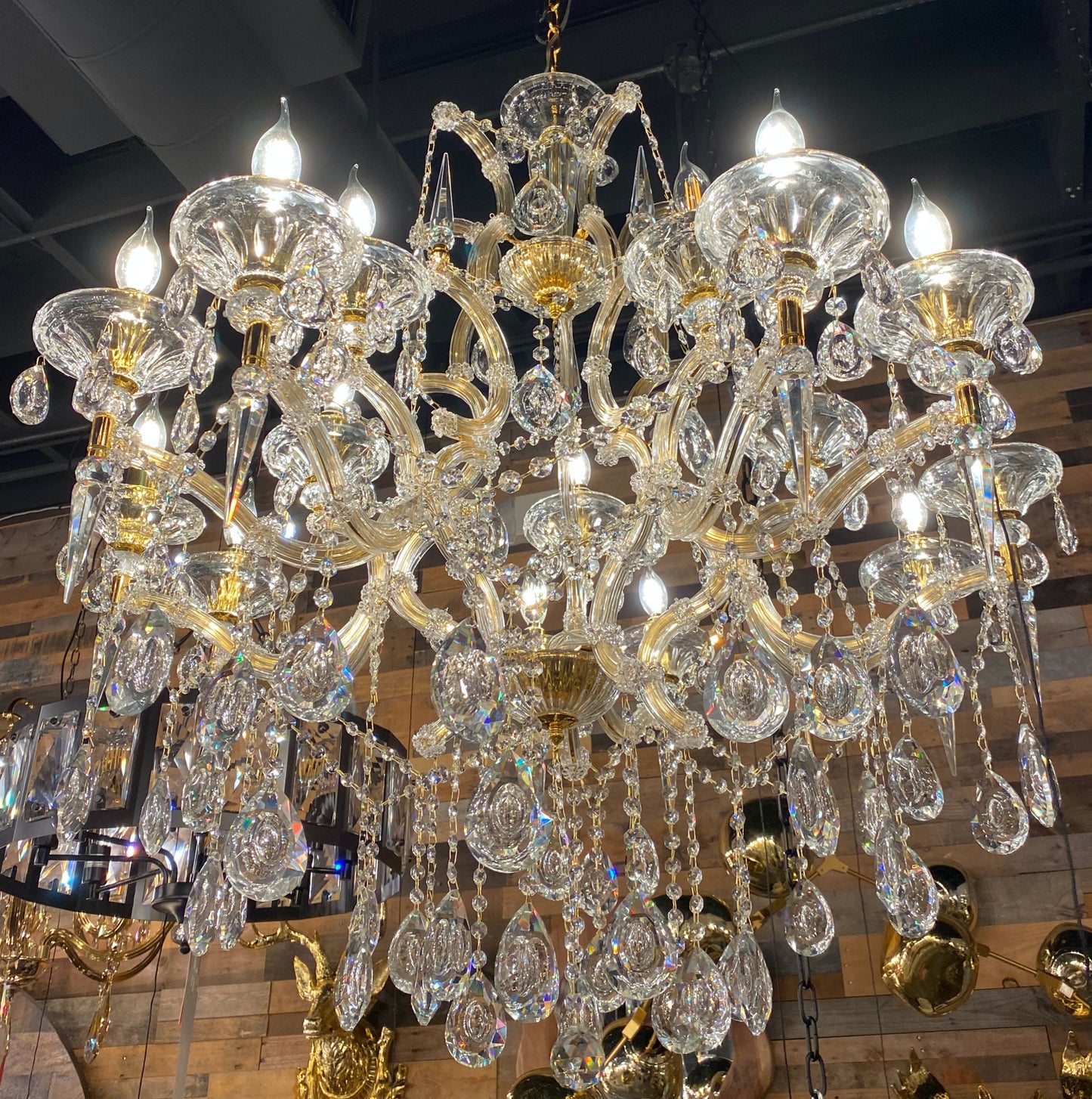 Maria Theresa 35" Wide Gold 15-Light Crystal Chandelier - Spot Light Inc