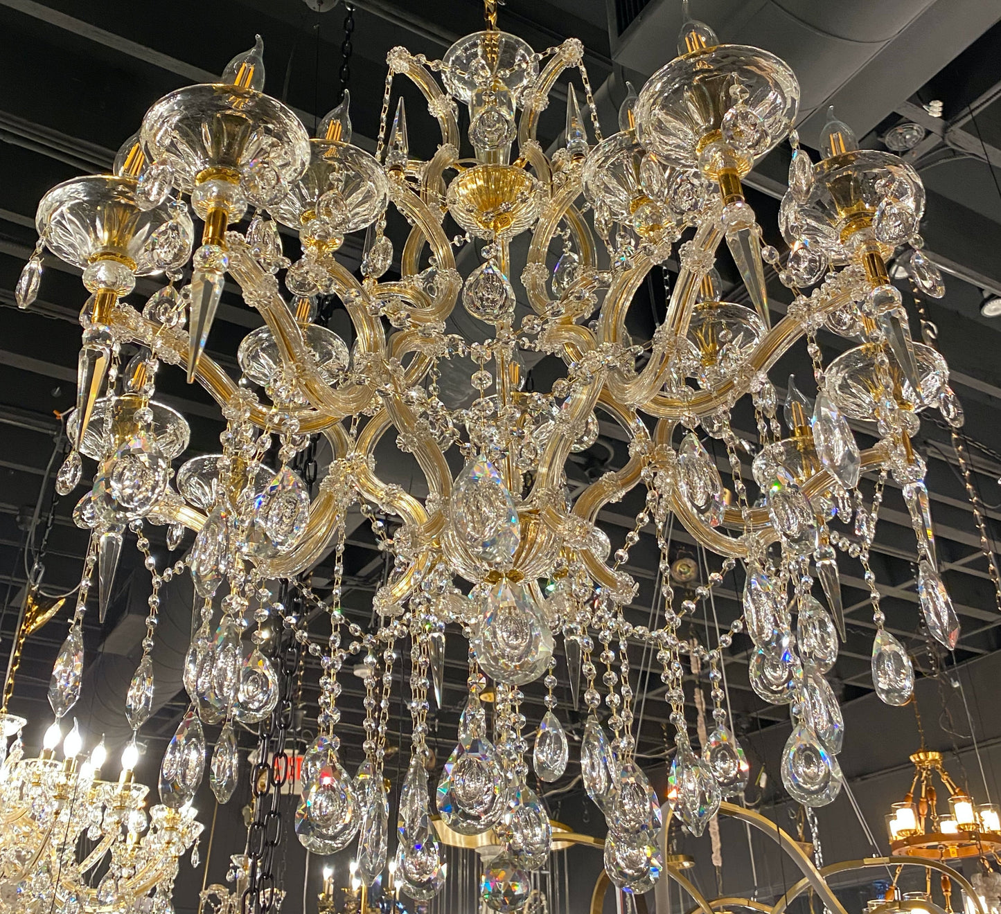 Maria Theresa 35" Wide Gold 15-Light Crystal Chandelier - Spot Light Inc