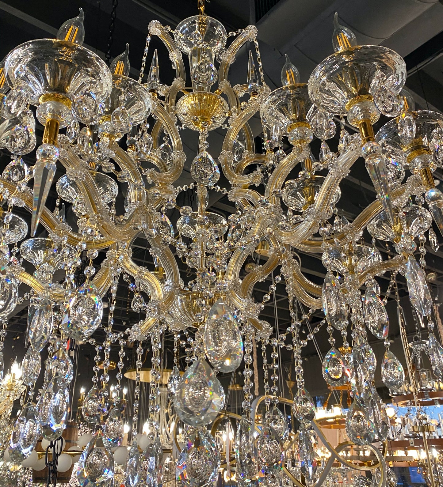 Maria Theresa 35" Wide Gold 15-Light Crystal Chandelier - Spot Light Inc