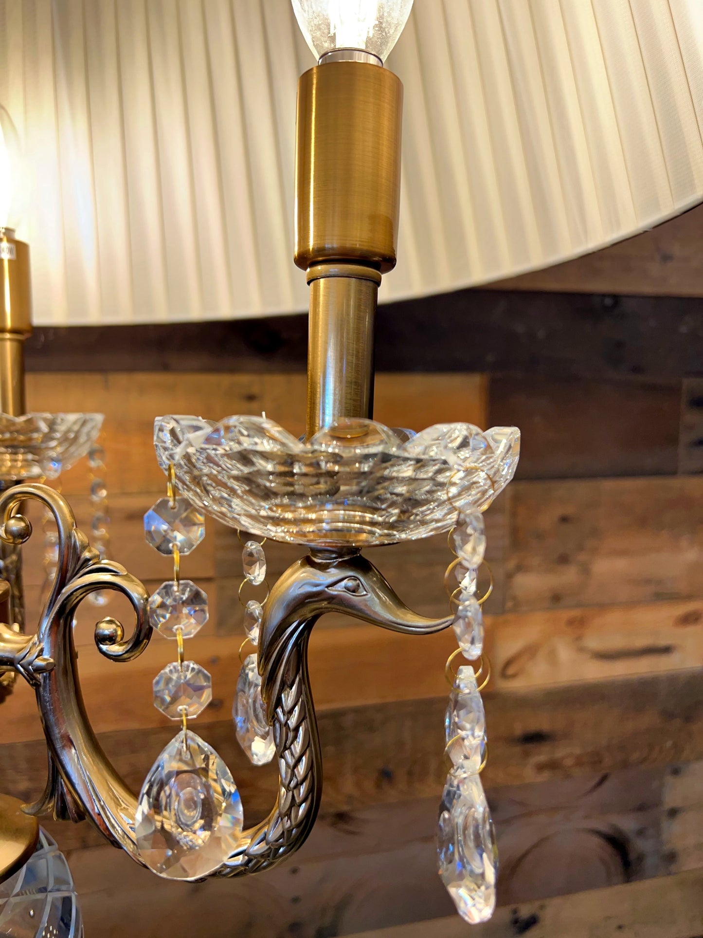 Crystal Brass Table Lamp 3-Light Brass Lamps - Spot Light Inc