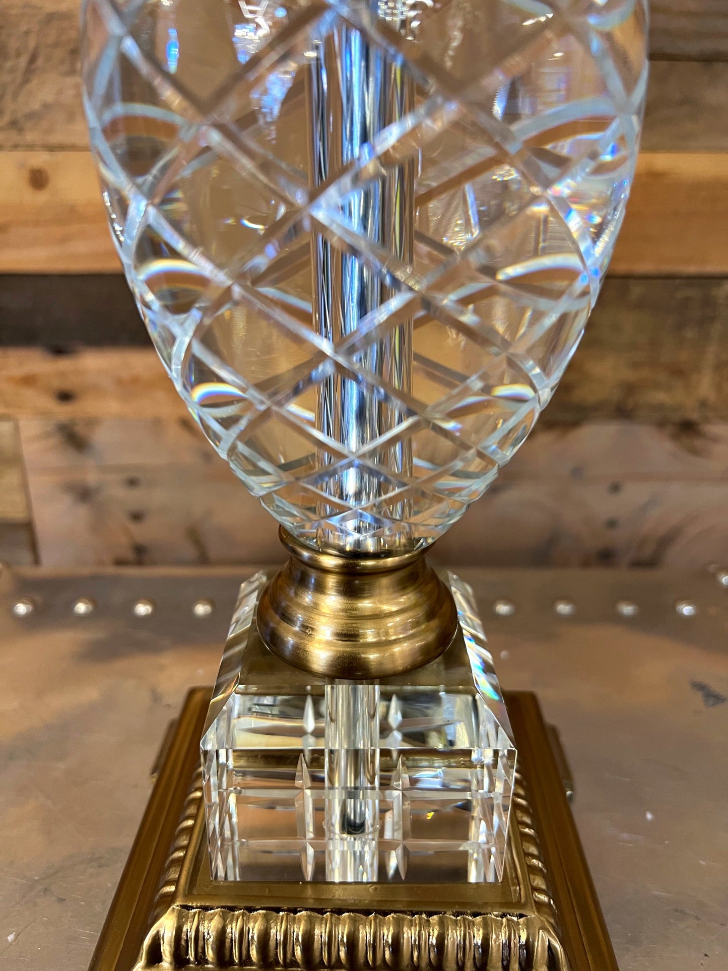 Crystal Brass Table Lamp 3-Light Brass Lamps - Spot Light Inc