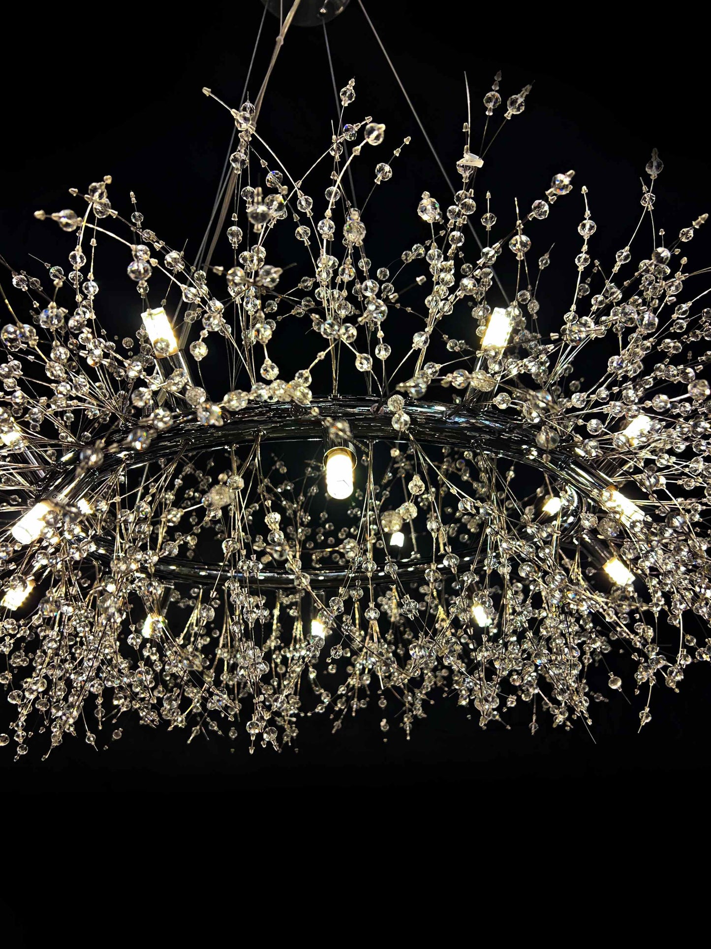 Firework Crystal Chandelier stainless steel Chrome Pendant Ceiling Light - Spot Light Inc