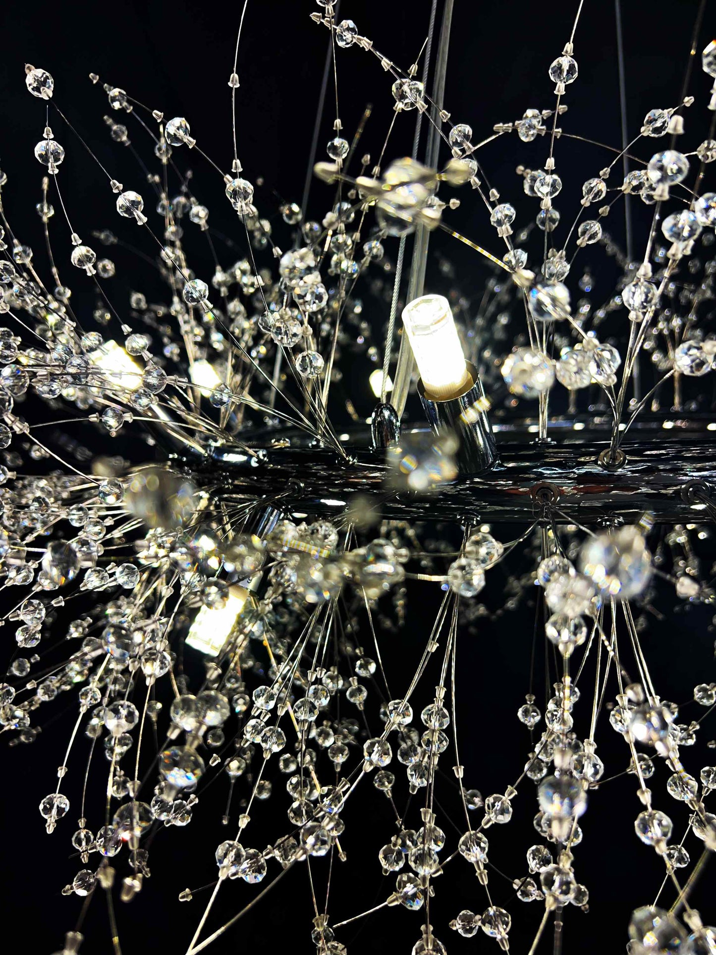 Firework Crystal Chandelier stainless steel Chrome Pendant Ceiling Light - Spot Light Inc