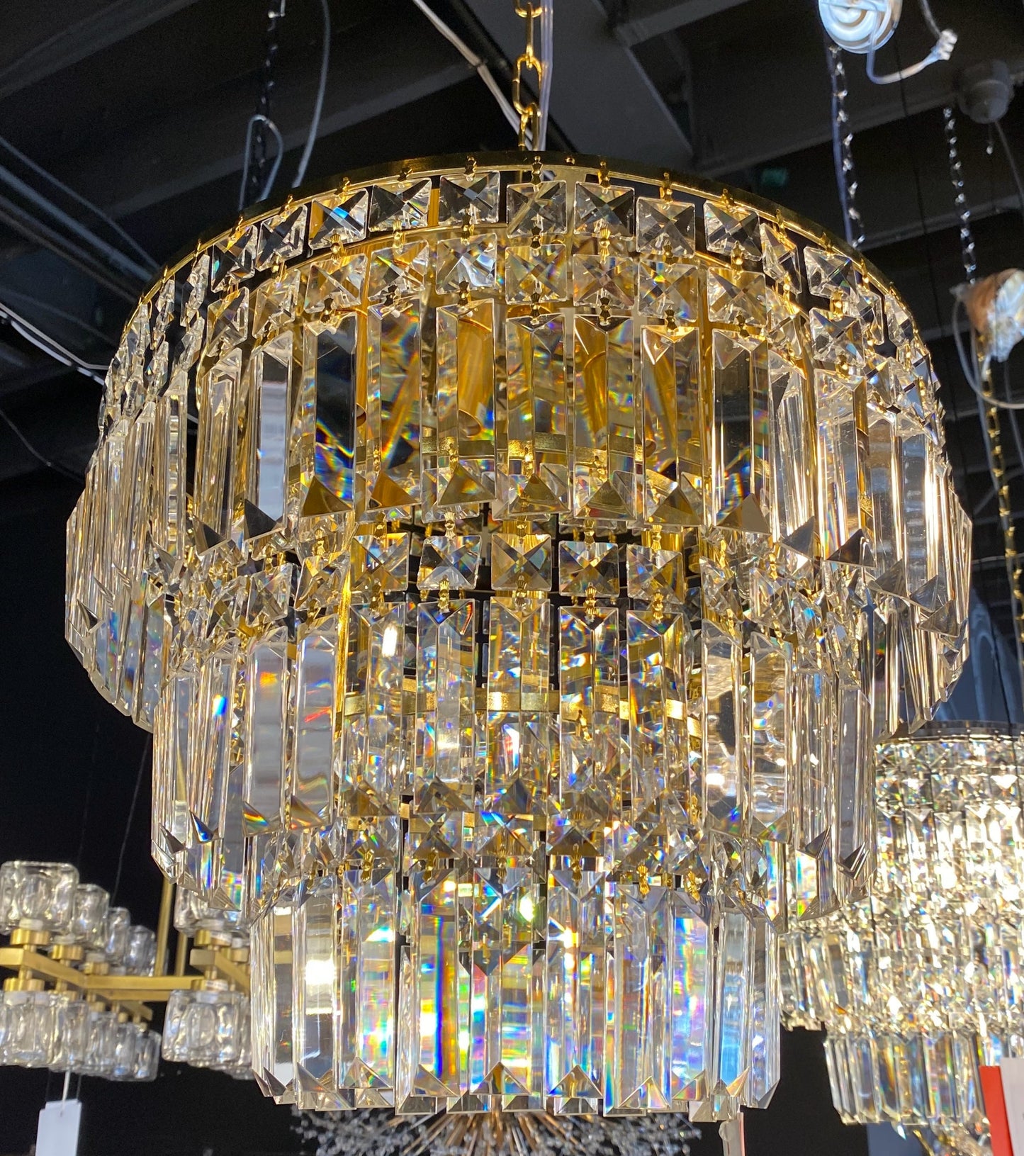 Round Chandelier 16" Wide Crystal Flush-mount - Spot Light Inc