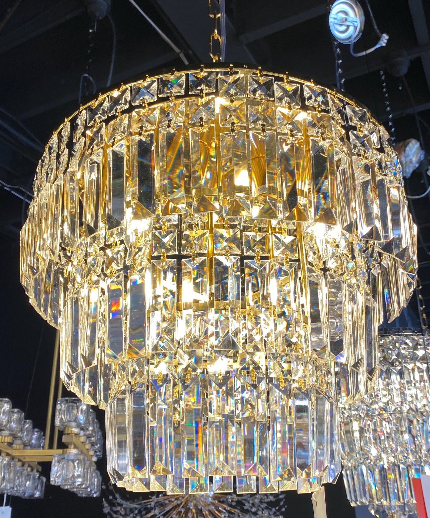 Round Chandelier 16" Wide Crystal Flush-mount - Spot Light Inc