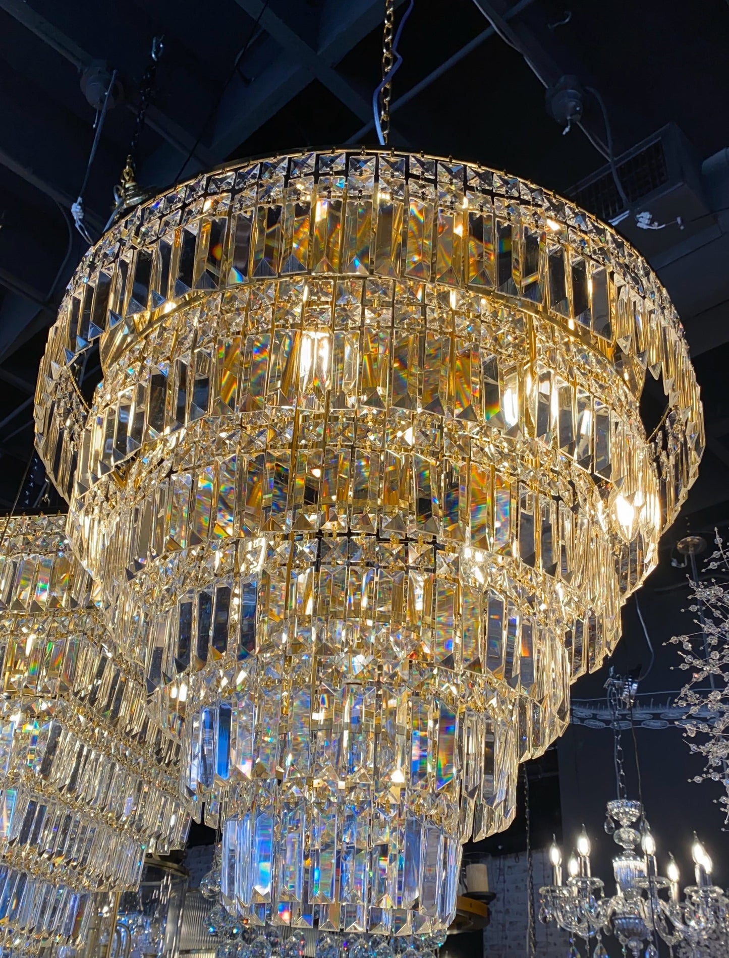 Round Chandelier 28" Wide Clear Crystal Flush mount - Spot Light Inc