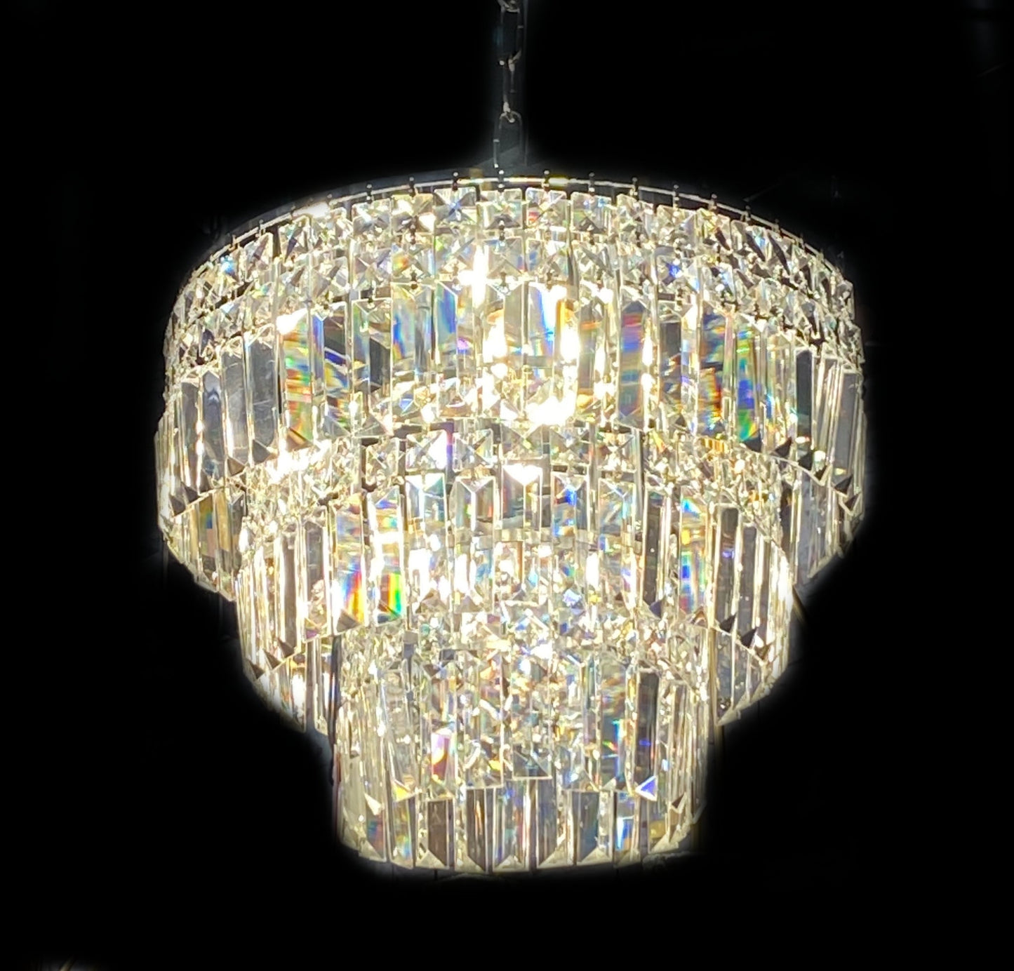 Round Chandelier 16" Wide Crystal Clear Chandelier - Spot Light Inc