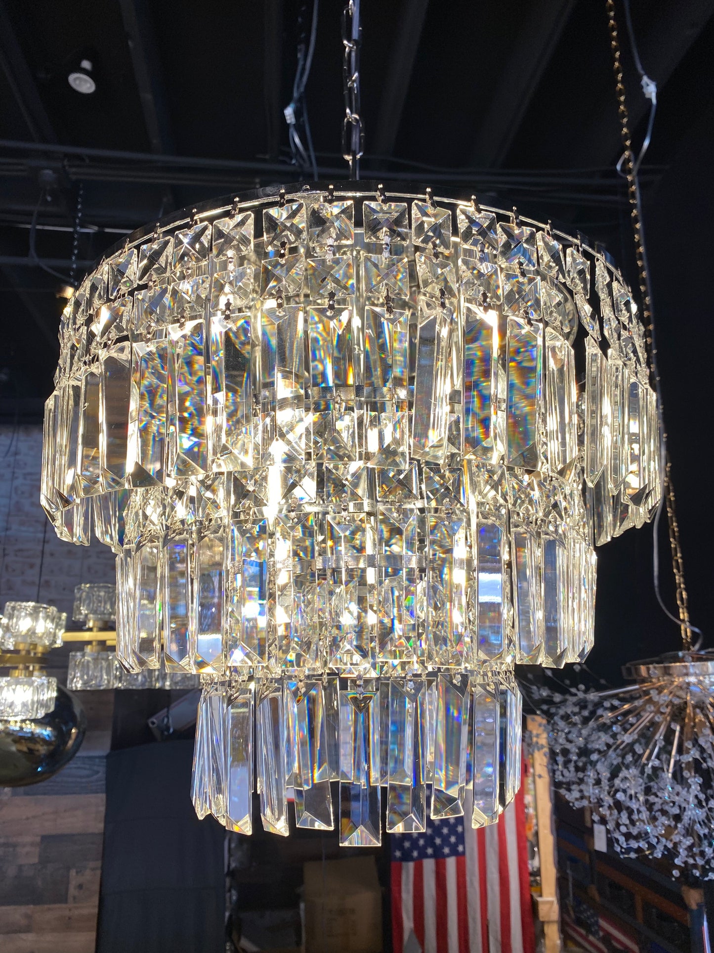 Round Chandelier 16" Wide Crystal Clear Chandelier - Spot Light Inc