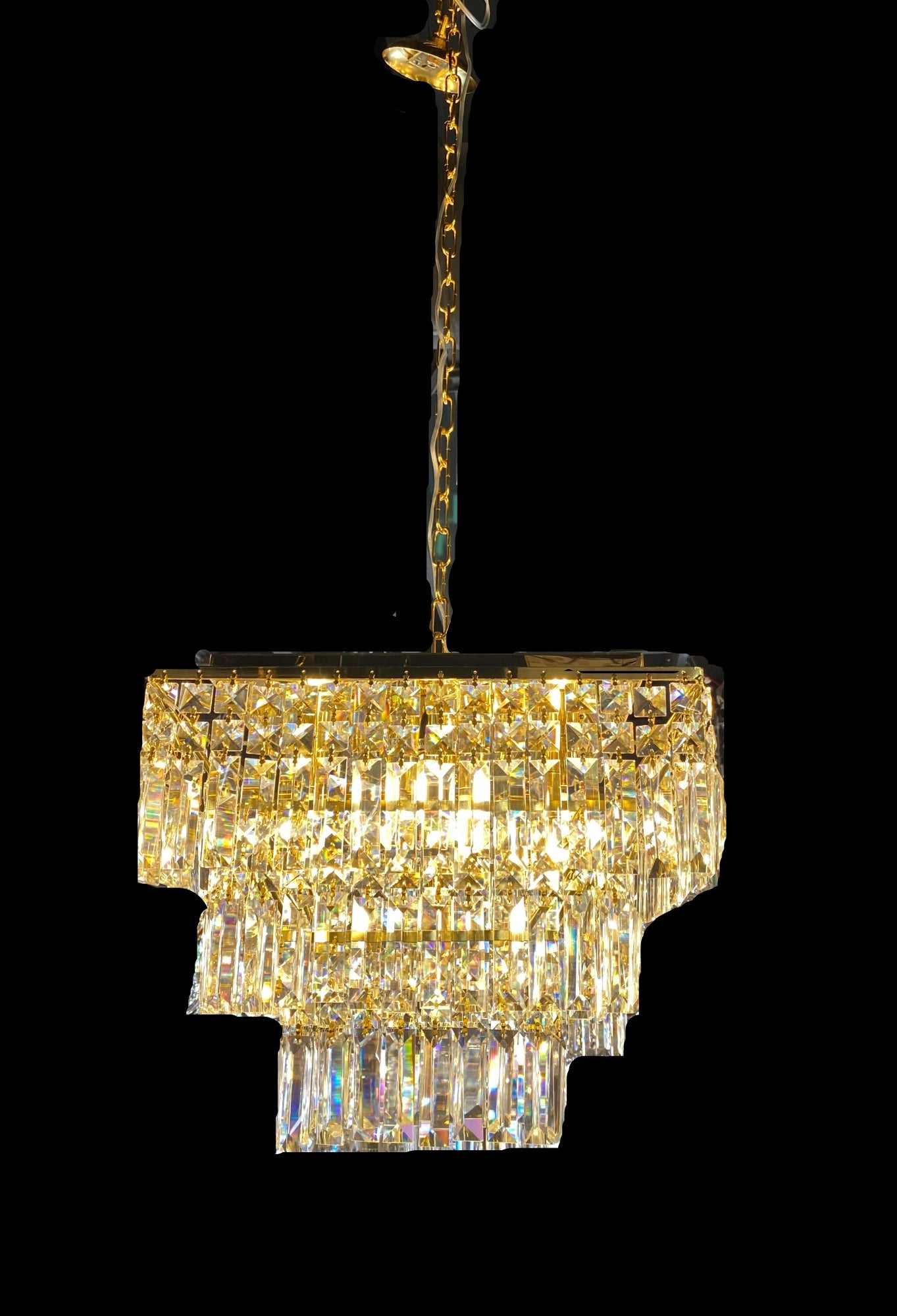 Square Chandelier 16" Wide Crystal Clear Flush mount - Spot Light Inc