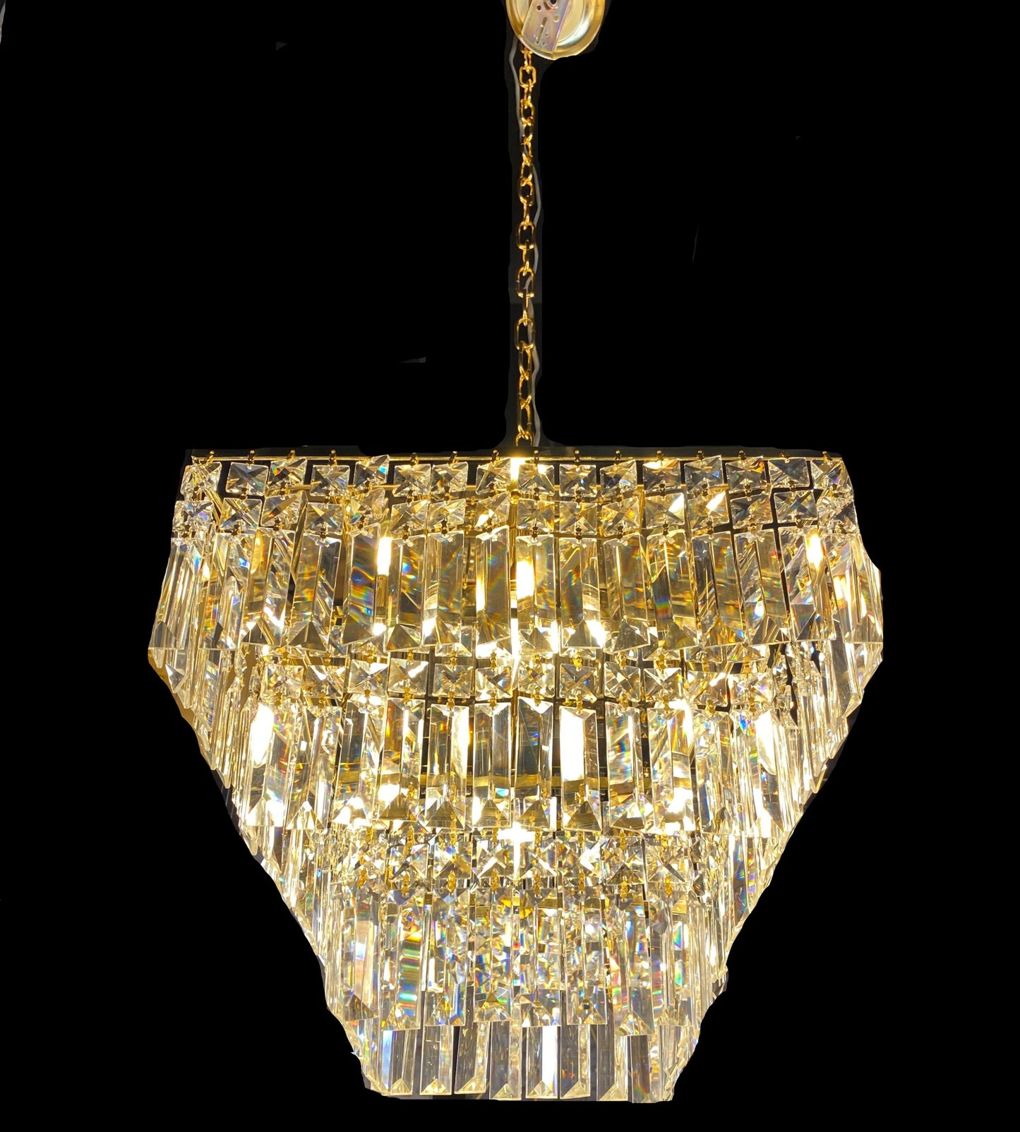 Square Chandelier 16" Wide Crystal Clear Flush mount - Spot Light Inc