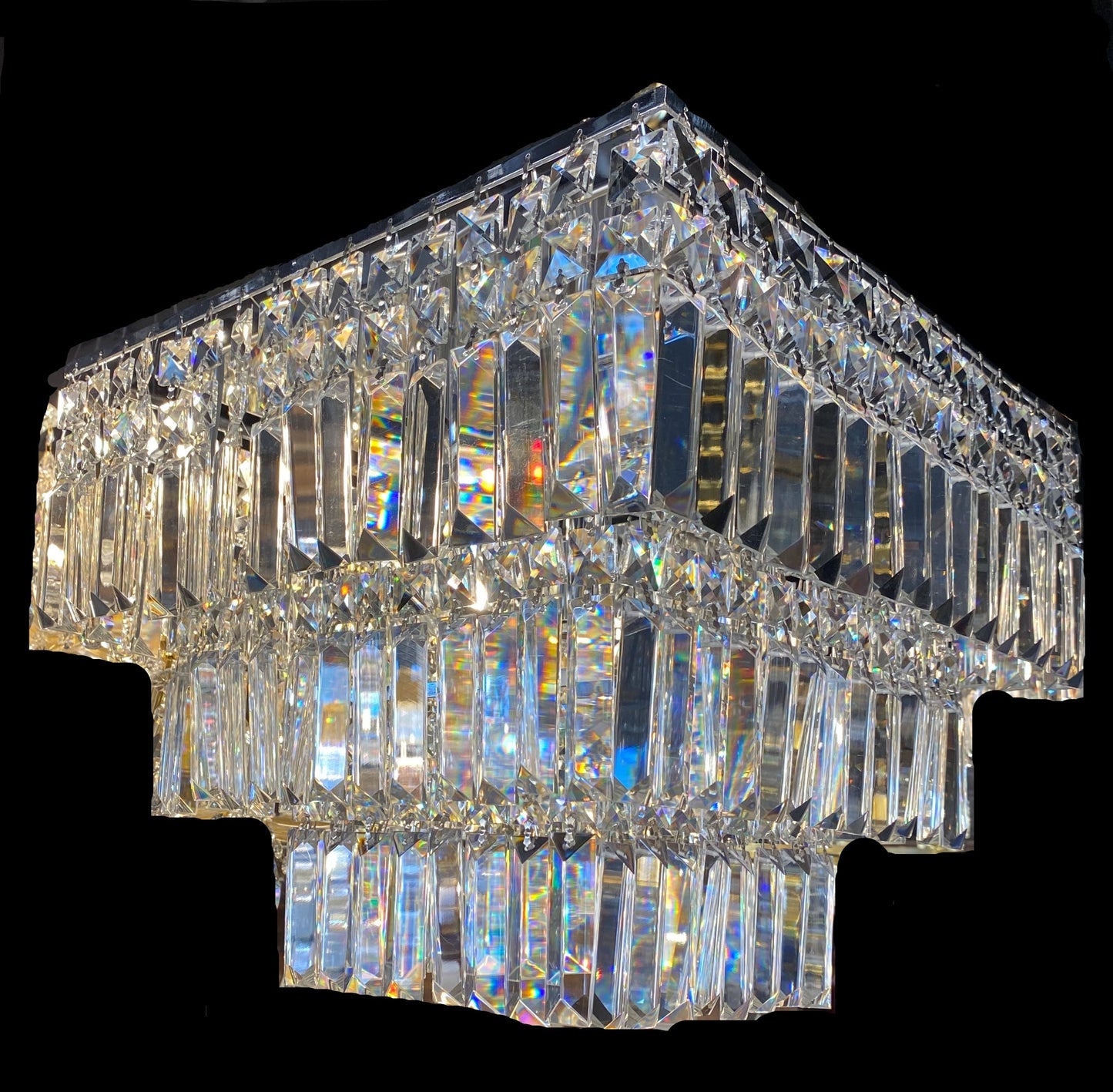 Square Chandelier 16" Wide Crystal Clear Flush mount - Spot Light Inc