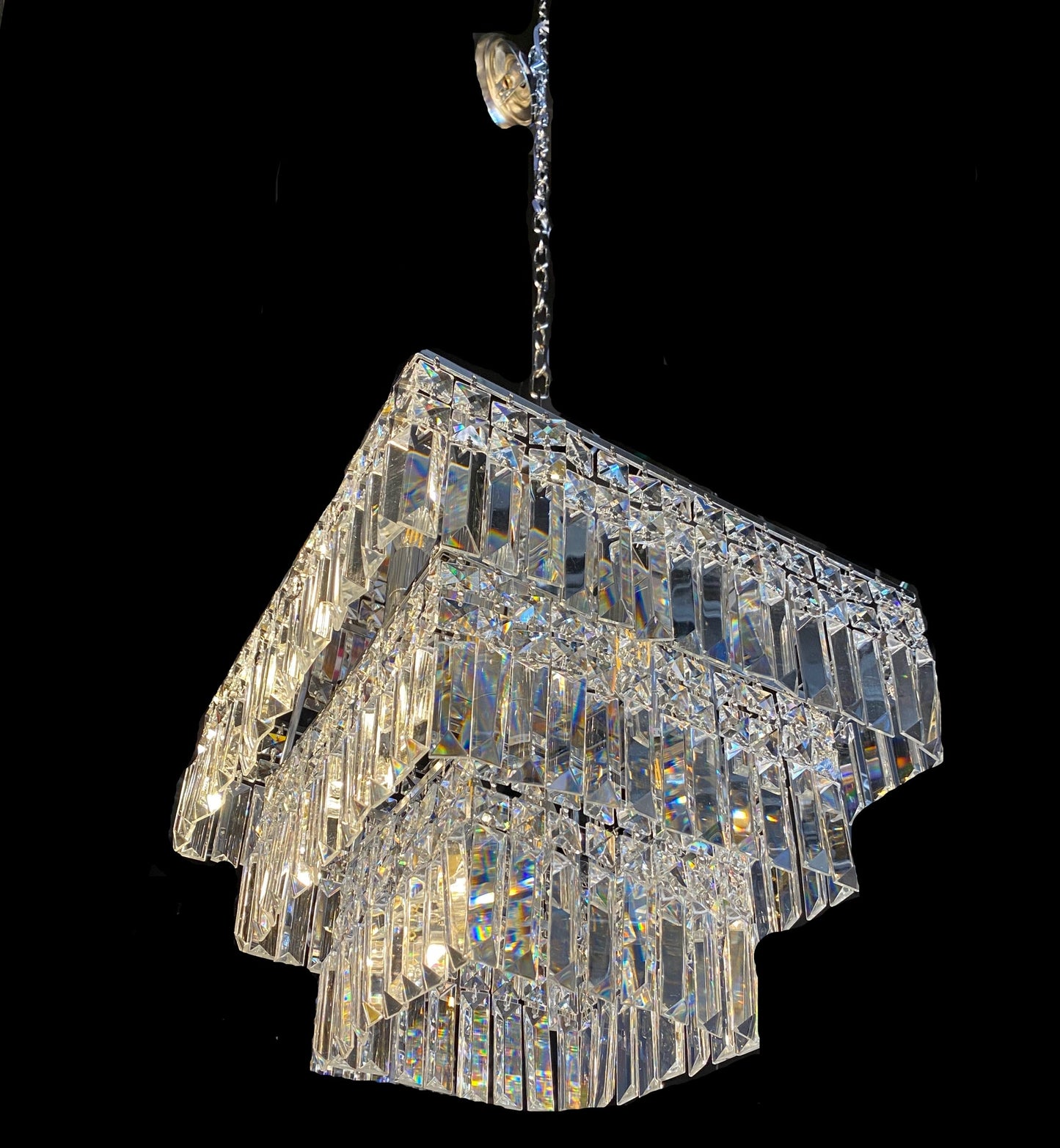 Square Chandelier 16" Wide Crystal Clear Flush mount - Spot Light Inc