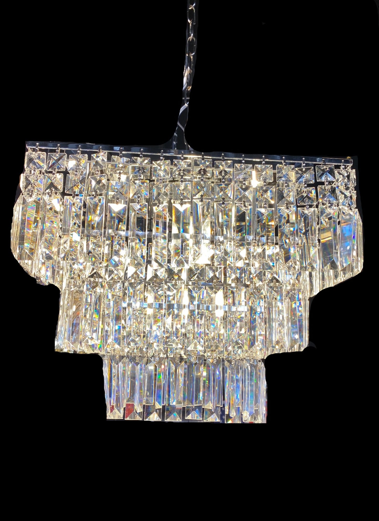 Square Chandelier 16" Wide Crystal Clear Flush mount - Spot Light Inc