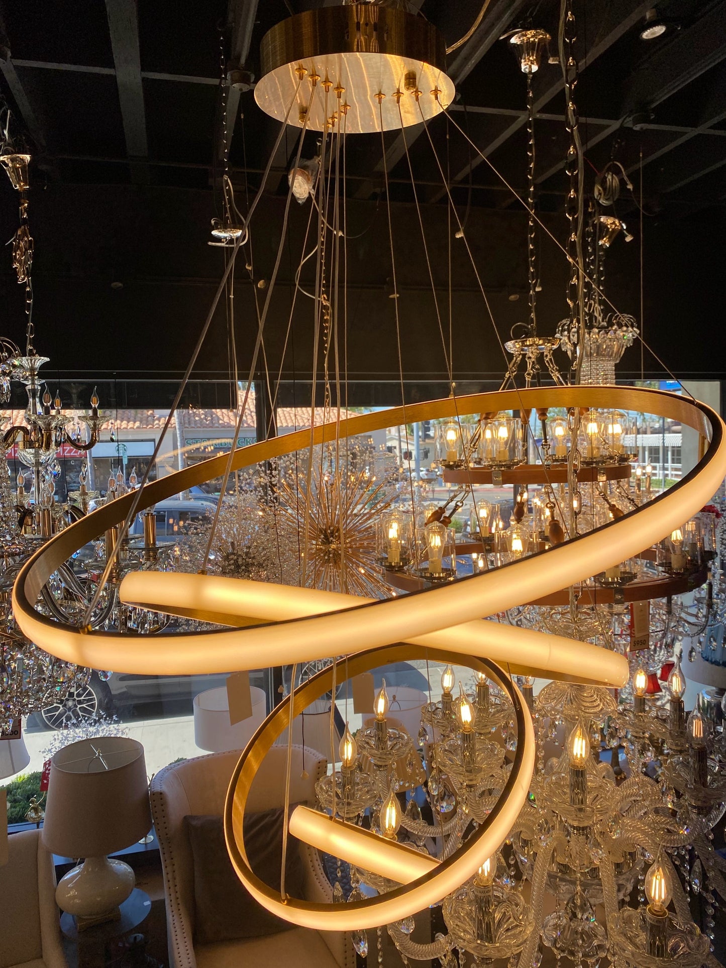 LED Chandelier Modern Lighting Fixture 32" Wide - Spot Light Inc