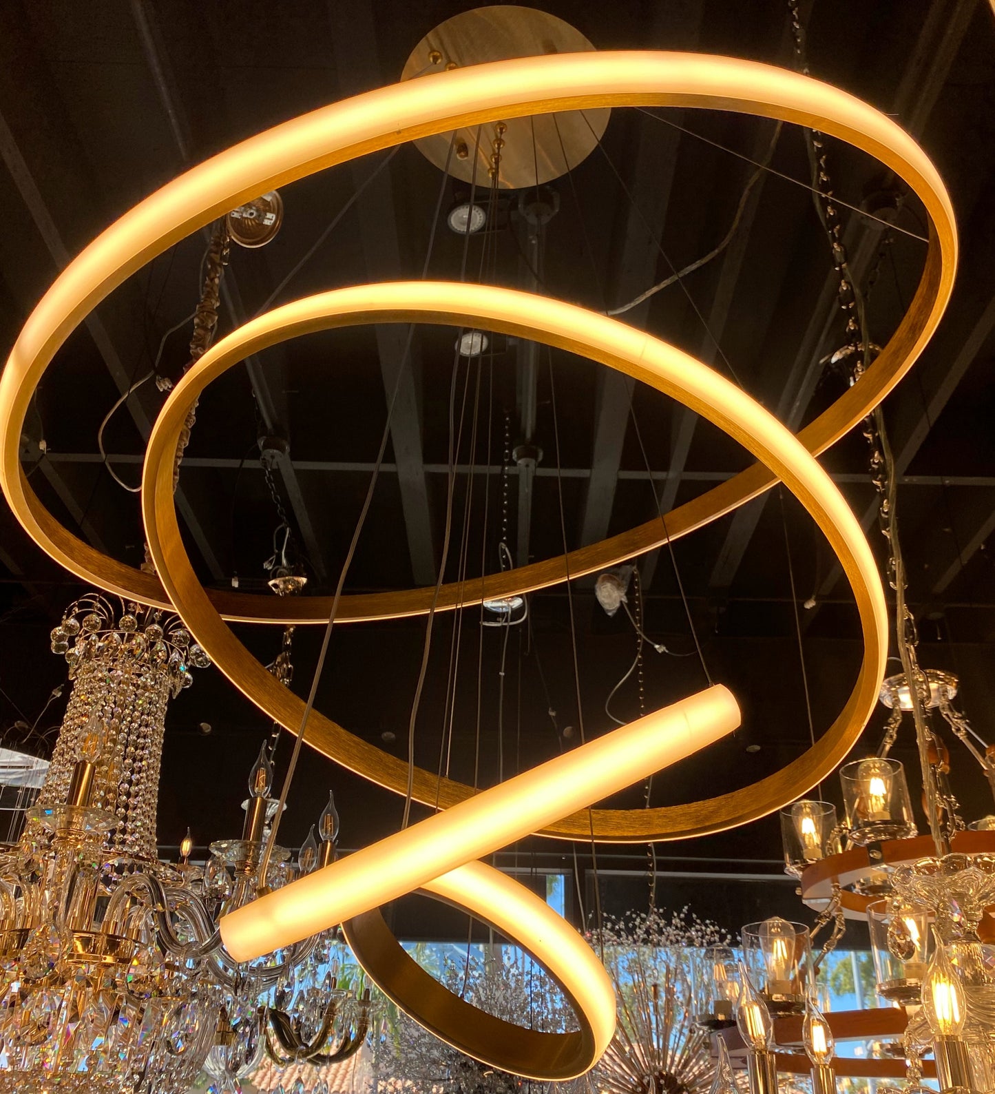 LED Chandelier Modern Lighting Fixture 32" Wide - Spot Light Inc