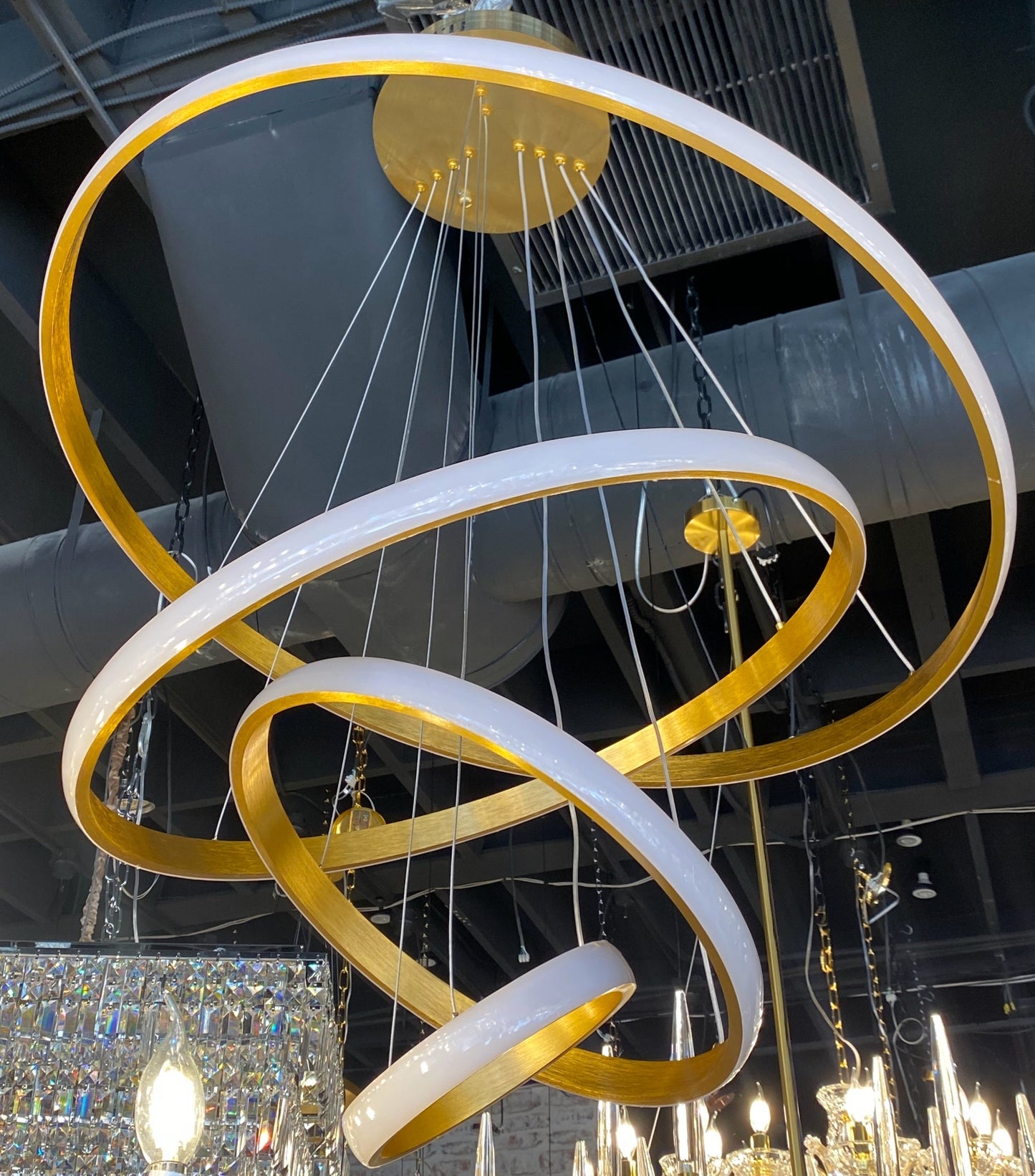 LED Chandelier Modern Lighting Fixture 32" Wide - Spot Light Inc