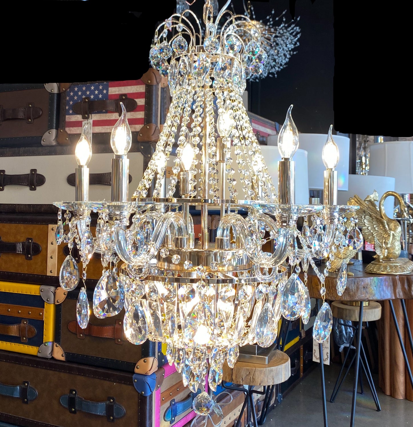 Chandelier 26" Wide 11- Lights Crystal Pendant Light Gold Finish - Spot Light Inc