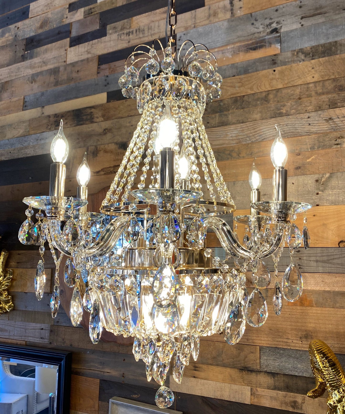 Chandelier 26" Wide 11- Lights Crystal Pendant Light Gold Finish - Spot Light Inc