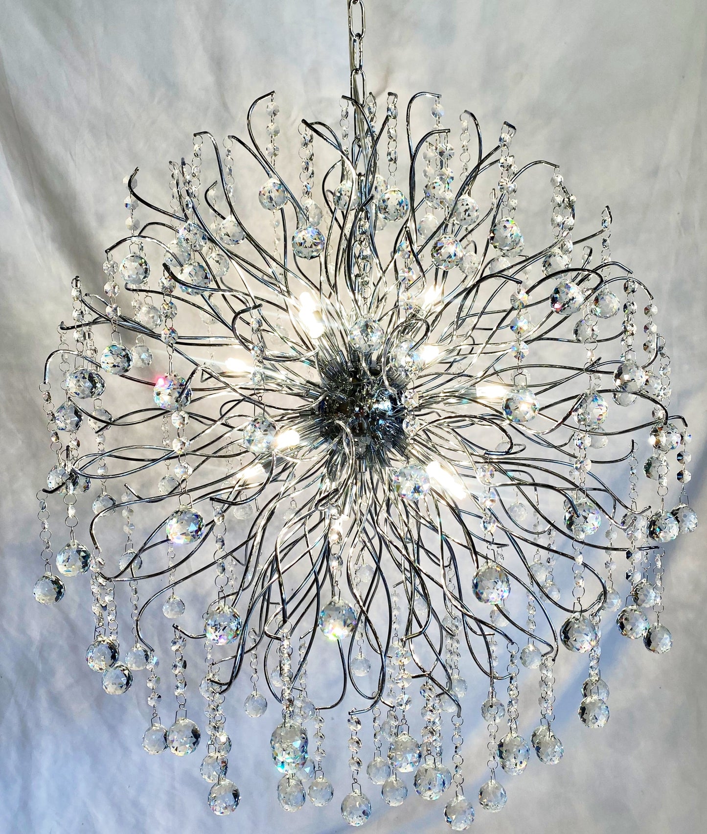 Chandelier 30" Wide Chrome Crystal Pendant Light - Spot Light Inc