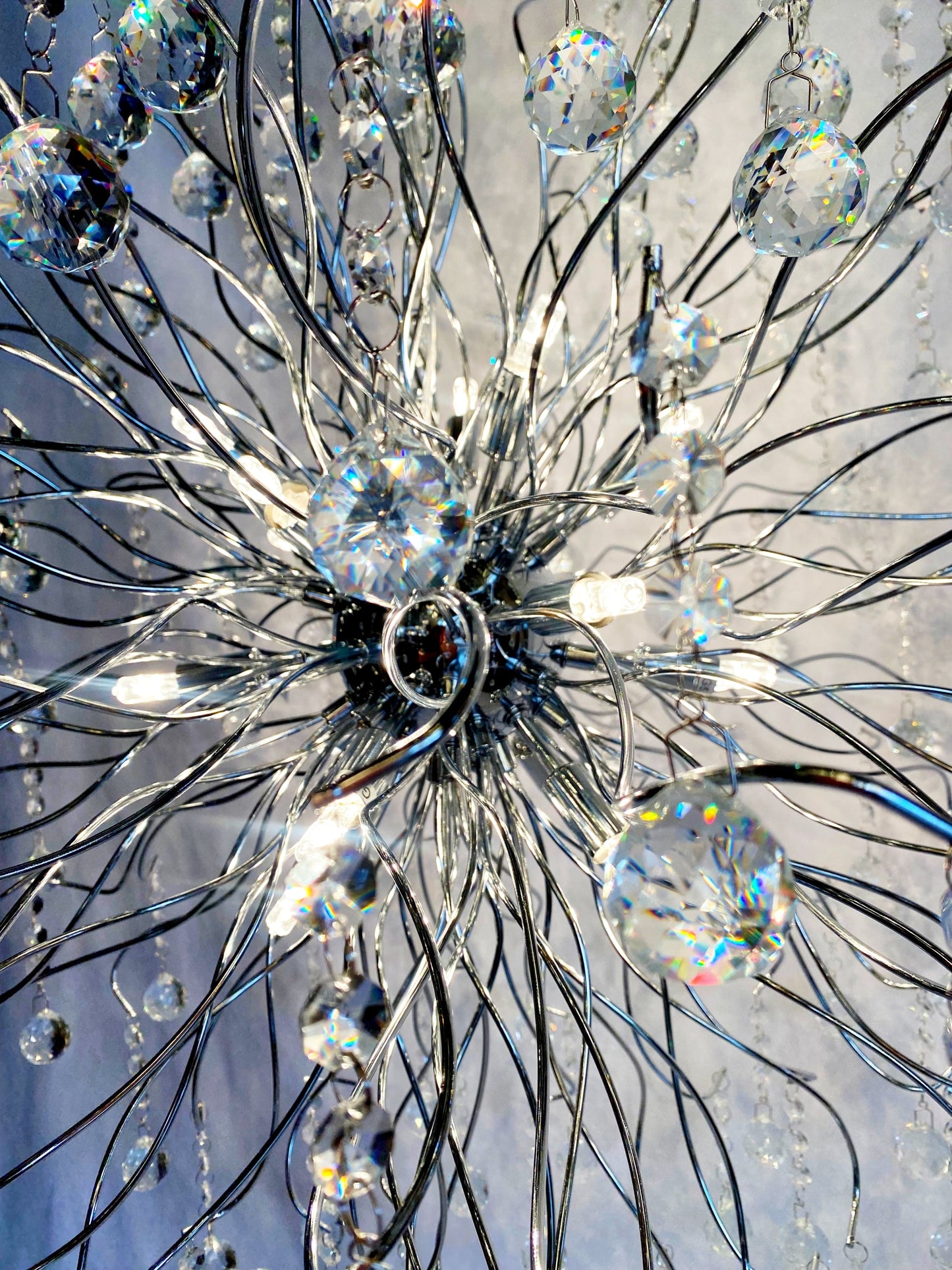 Chandelier 30" Wide Chrome Crystal Pendant Light - Spot Light Inc