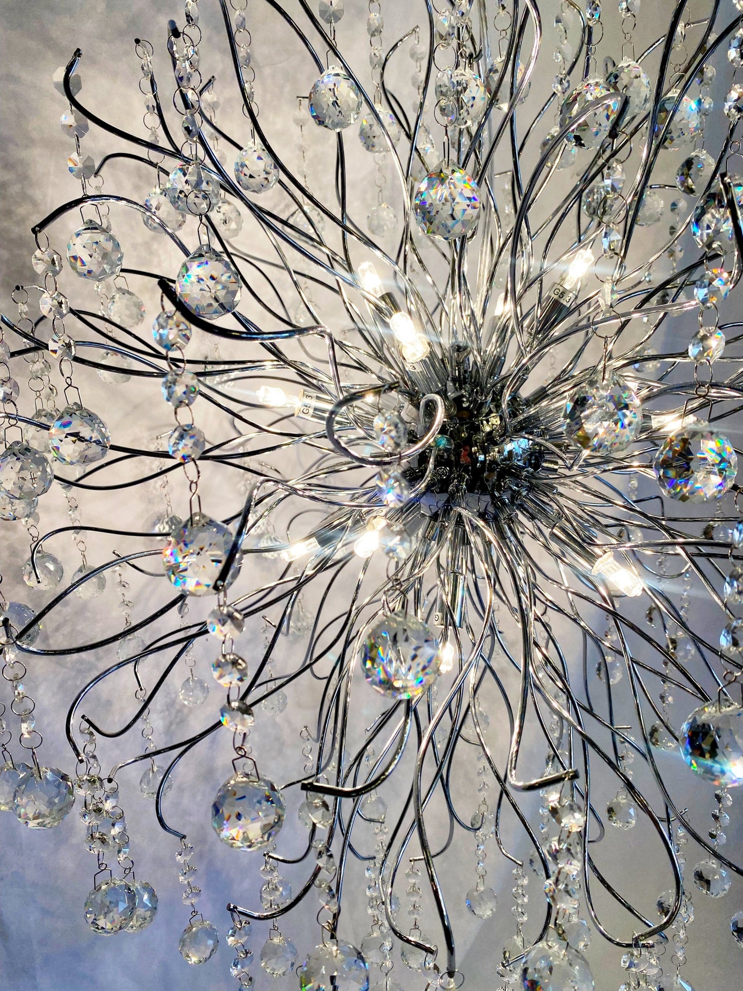 Chandelier 30" Wide Chrome Crystal Pendant Light - Spot Light Inc